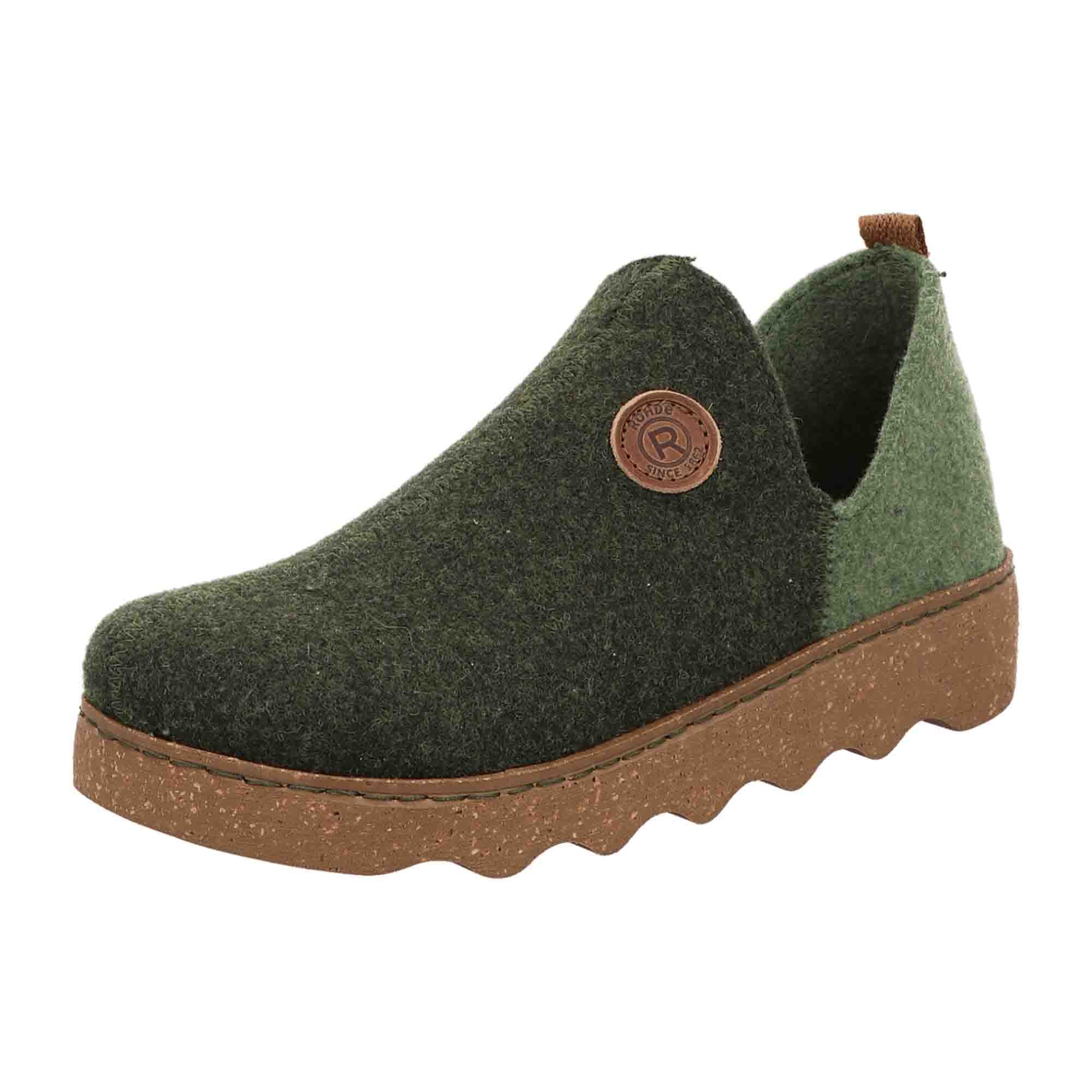 Rohde Foggia D Women's Green Felt Slip-On Shoes Warm Lined for Fall/Winter
