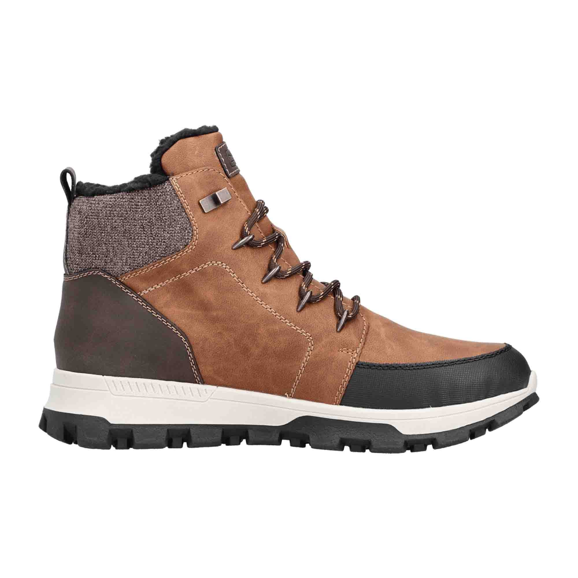 Rieker HWK Men's Brown Boots with Removable Insole and Warm Lining