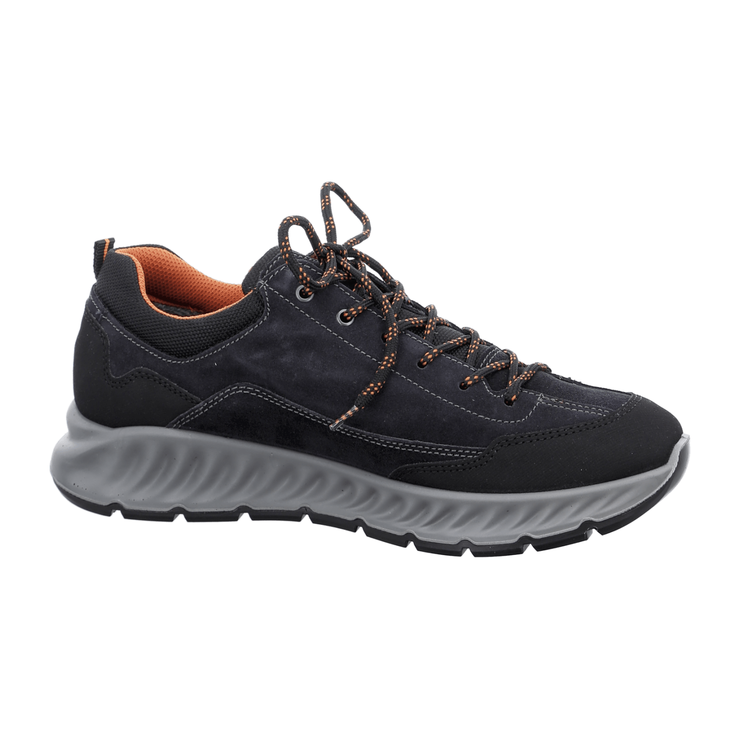 ARA PAOLO Men's Nubuck Leather Lace-Up Sneakers in Black