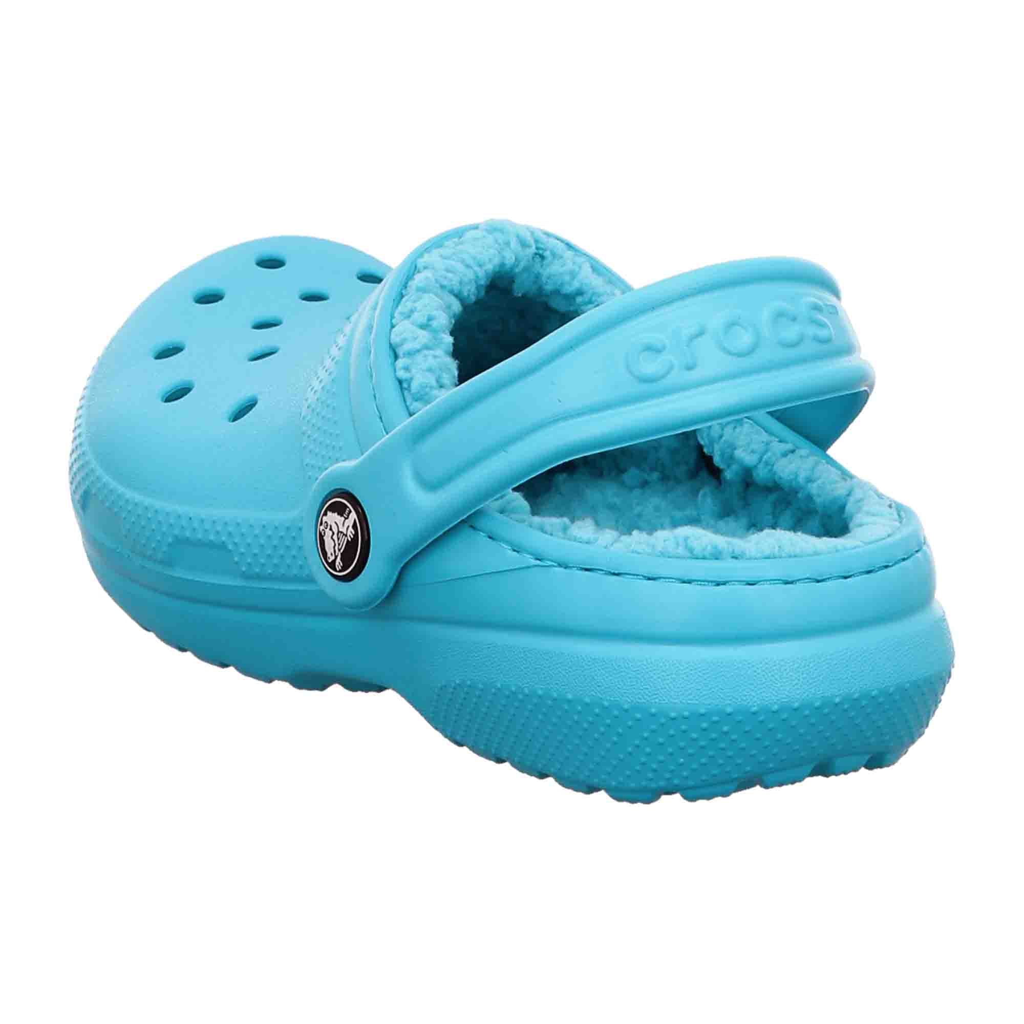 Crocs Kids Classic Fuzz Lined Clog - Cozy Winter Shoes for Children, Blue