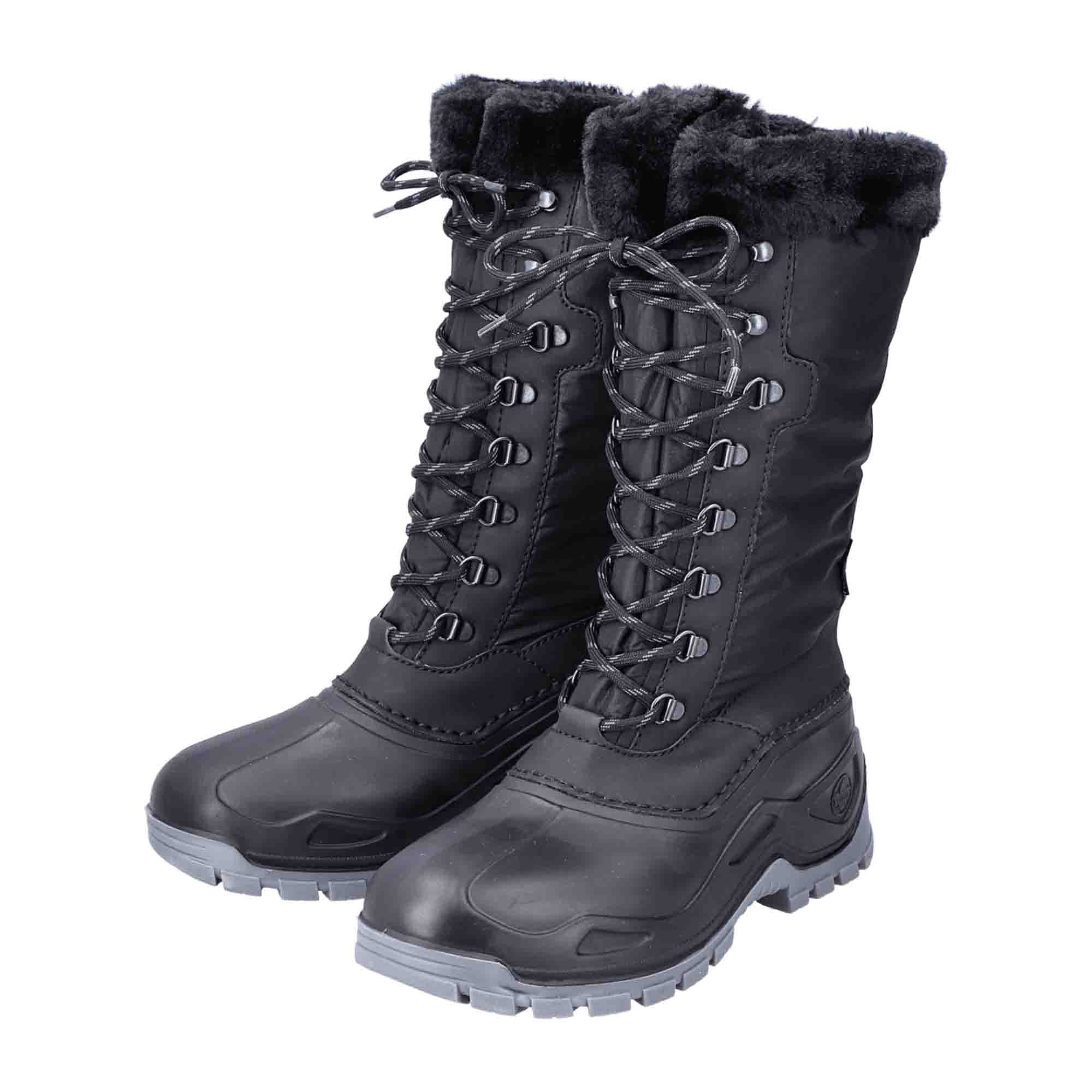 Rieker P944200 Women's Black Lace-Up Winter Boots with Removable Insole