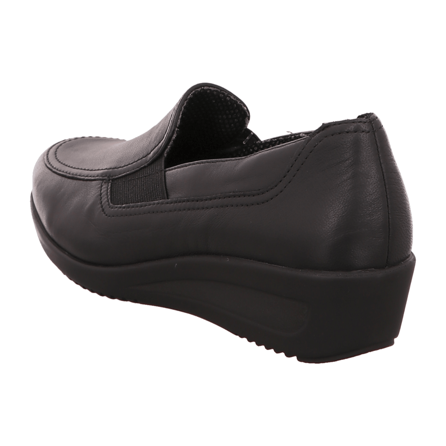 ARA ZÜRICH Women's Leather Slip-On Loafers in Black with Textile Lining and Round Toe