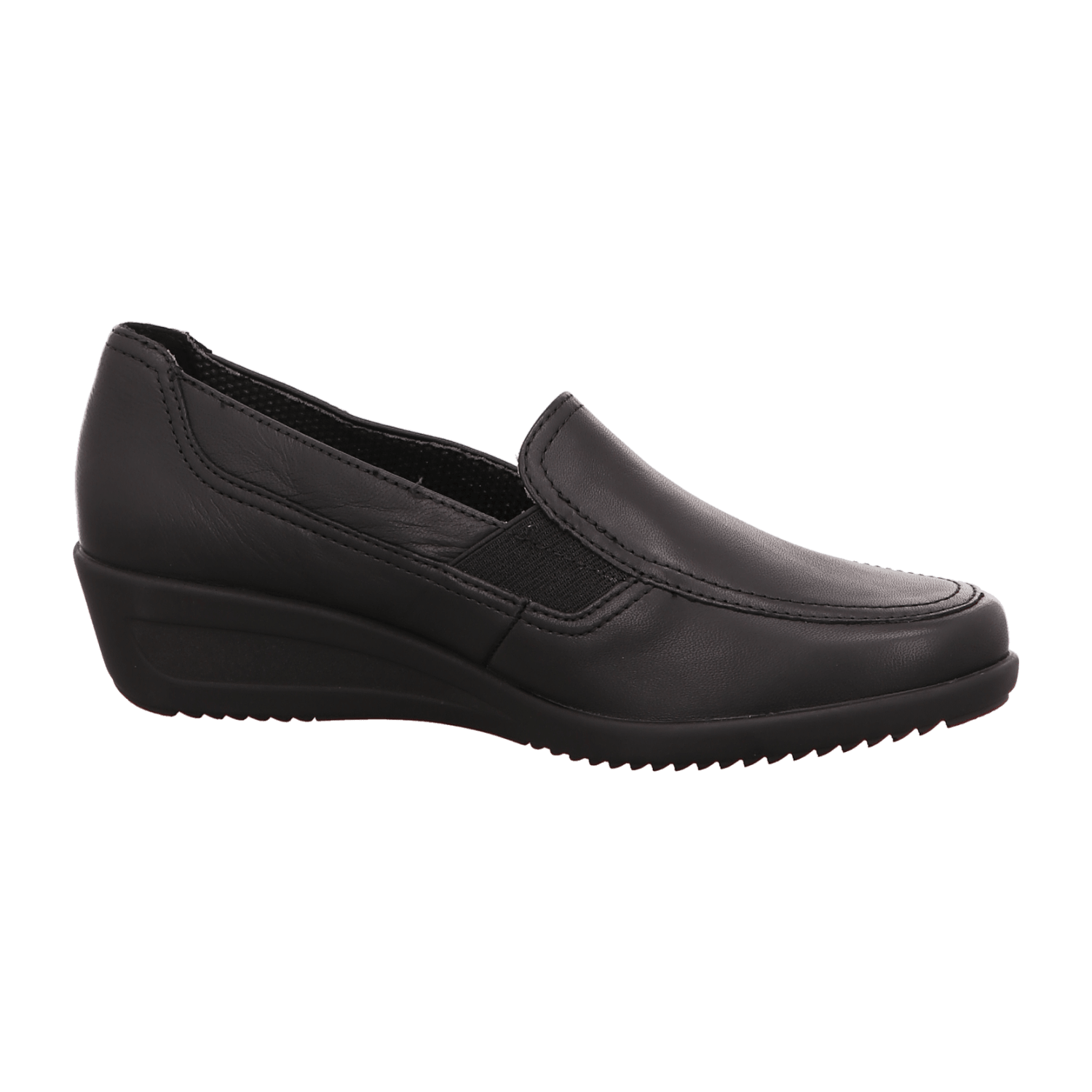 ARA ZÜRICH Women's Leather Slip-On Loafers in Black with Textile Lining and Round Toe