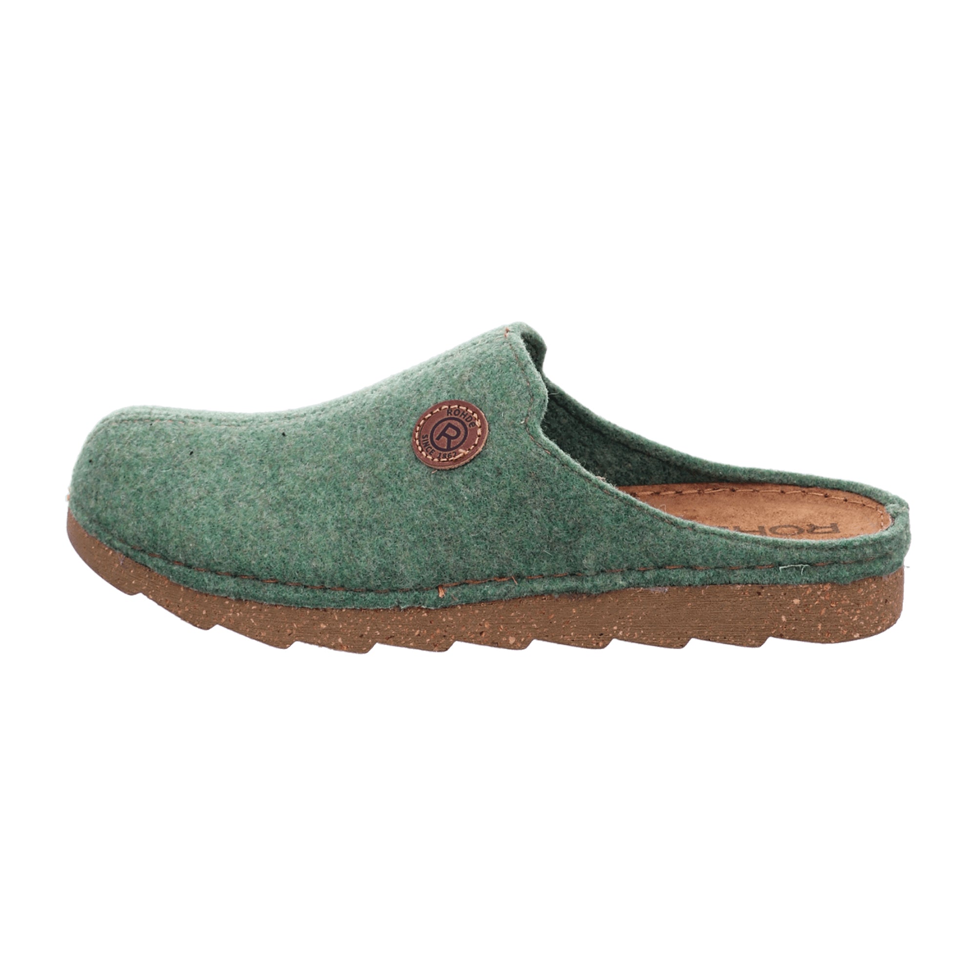 Rohde Men's Green Slip-On House Shoes Textile Lining Rubber Sole Flat Heel