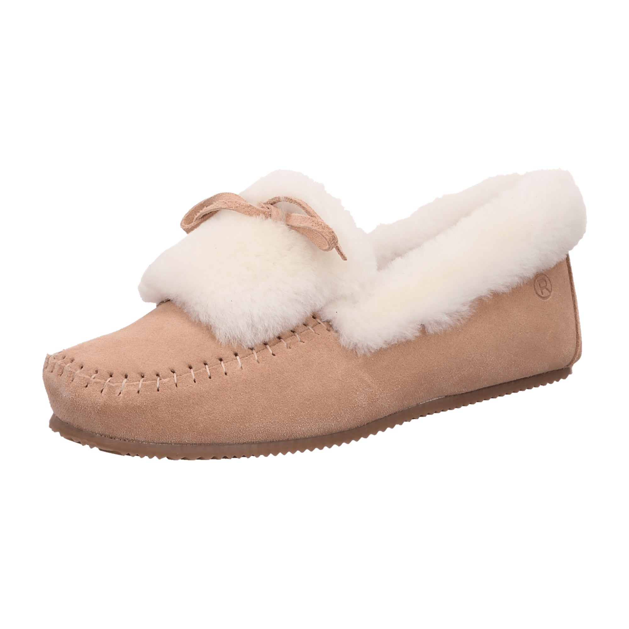 Rohde Arosa 7040-44 Rose Velour Leather Ladies Moccasin Slippers with Lambswool