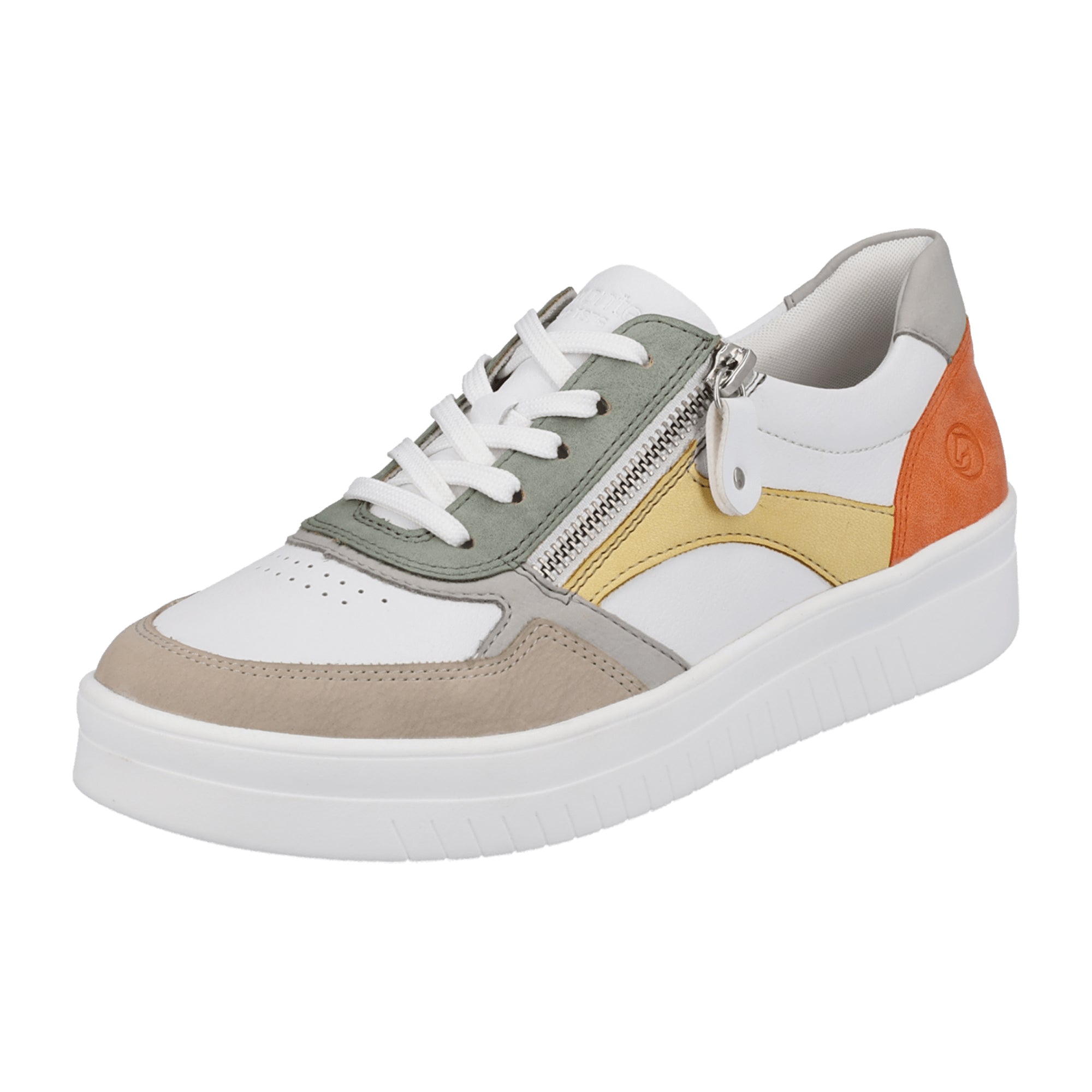 Remonte Women's Green Sneakers with Zip and Laces, Lightweight Comfort Shoes