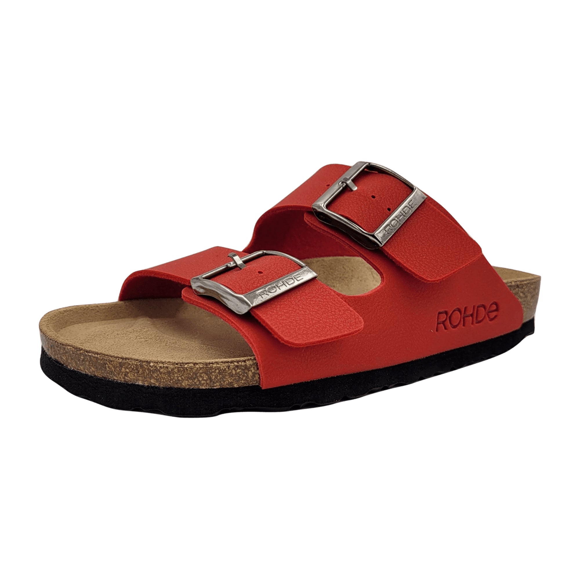 Rohde Classic Red Women's Slip-On Sandals with Buckle and Cork Sole