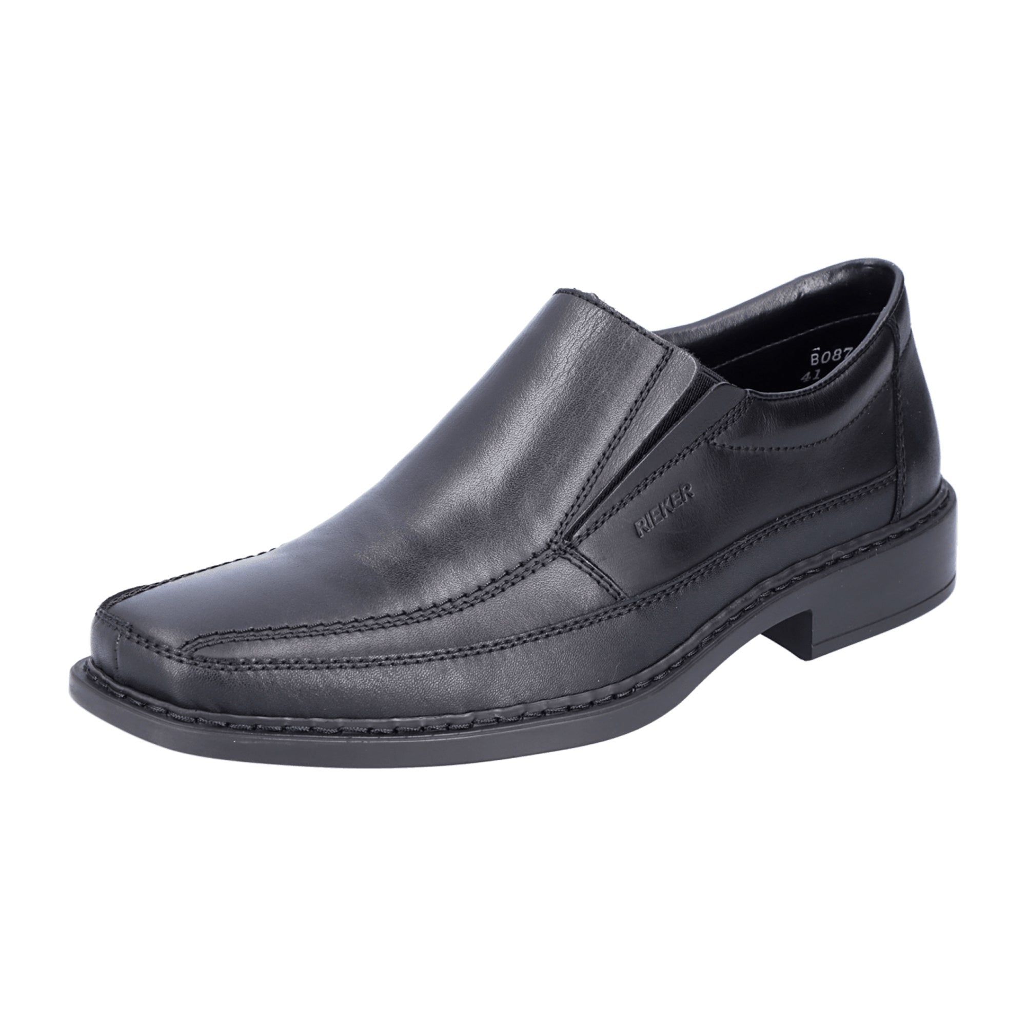 Rieker Men's Black Leather Slip-On Shoes with Comfort Sole and Breathable Insole
