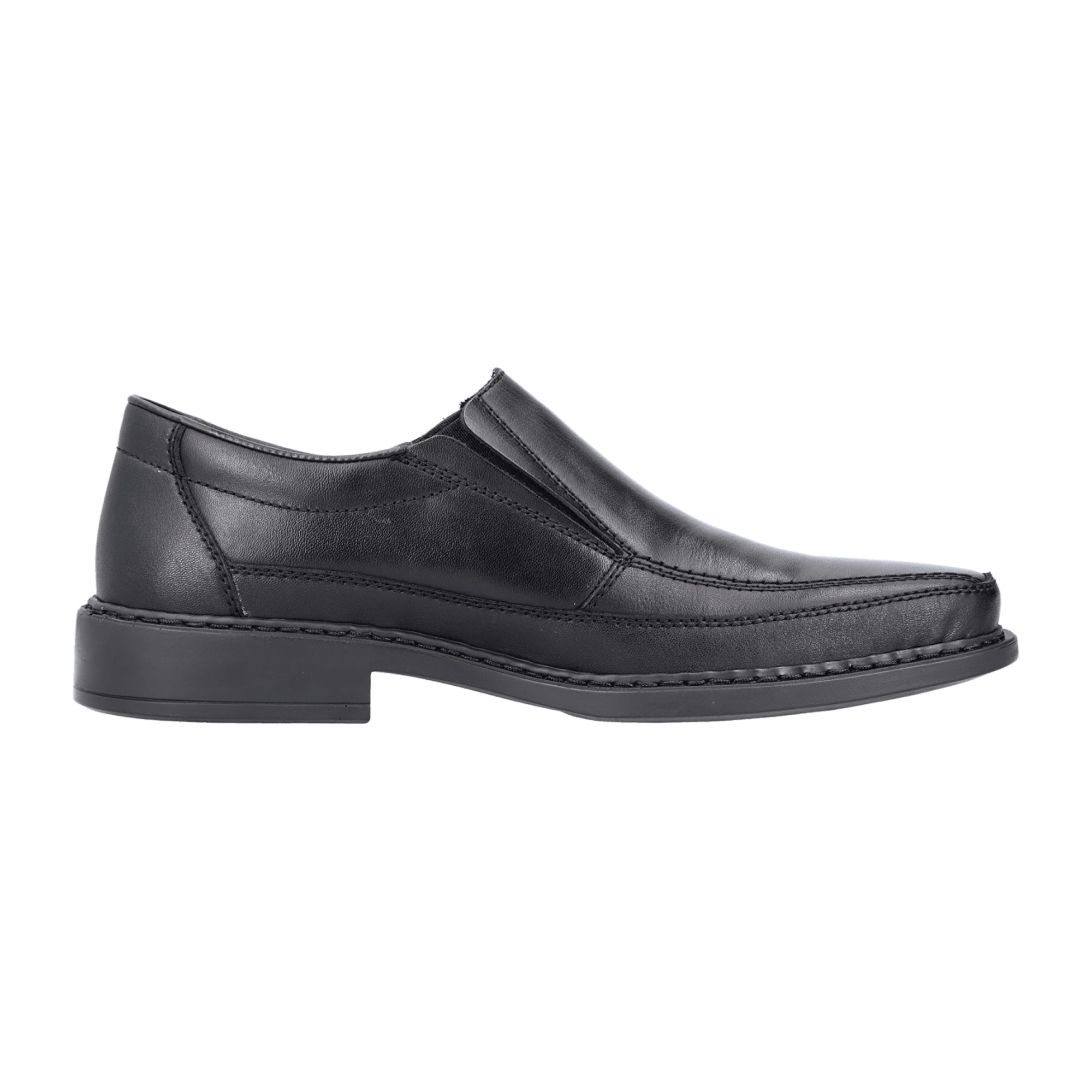Rieker Men's Black Leather Slip-On Shoes with Comfort Sole and Breathable Insole