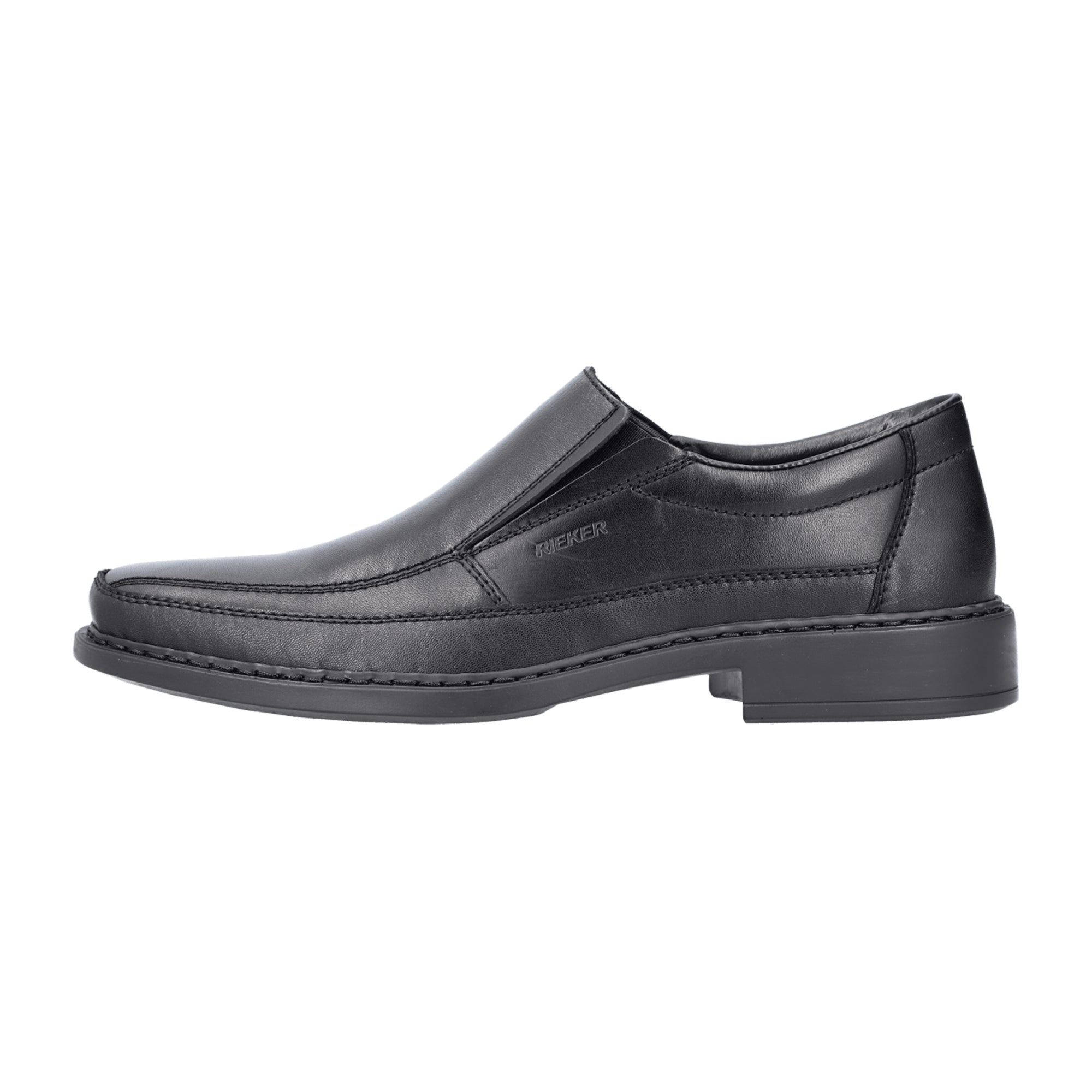 Rieker Men's Black Leather Slip-On Shoes with Comfort Sole and Breathable Insole