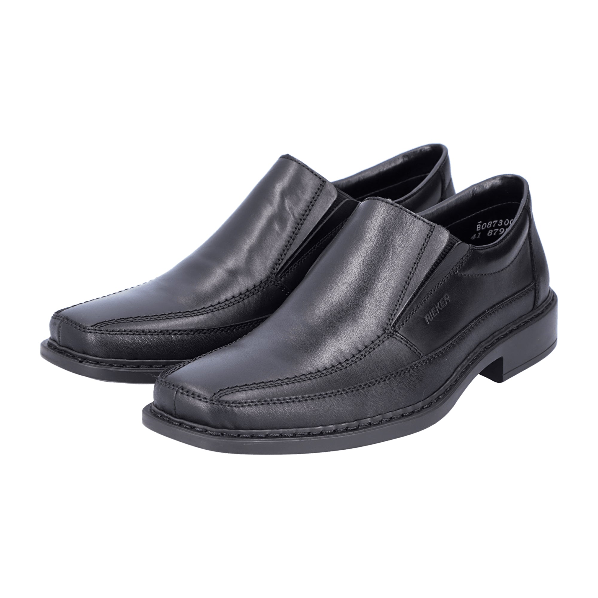 Rieker Men's Black Leather Slip-On Shoes with Comfort Sole and Breathable Insole