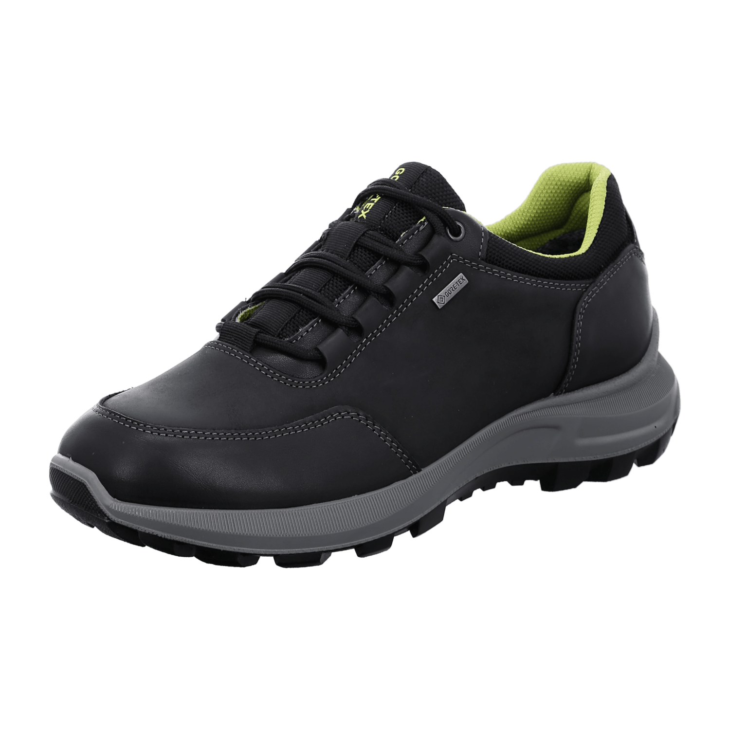 ARA Men's Leather Lace-Up Sneakers in Black with Round Toe