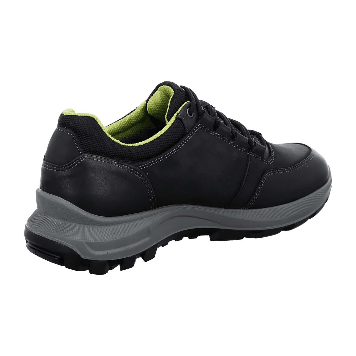 ARA Men's Leather Lace-Up Sneakers in Black with Round Toe