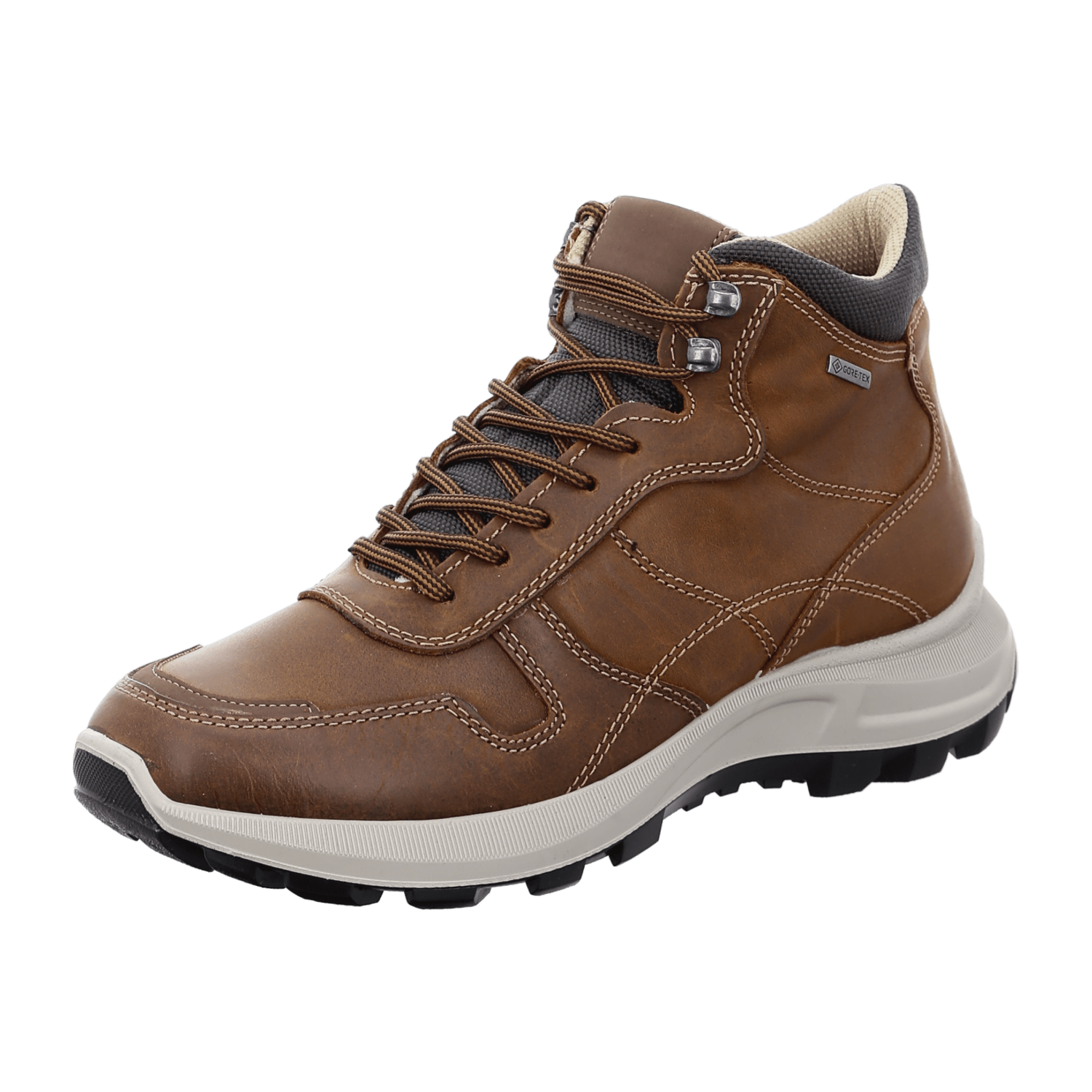 ARA MAURO Men's Brown Leather Derby Boots Lace-Up Ankle Boots