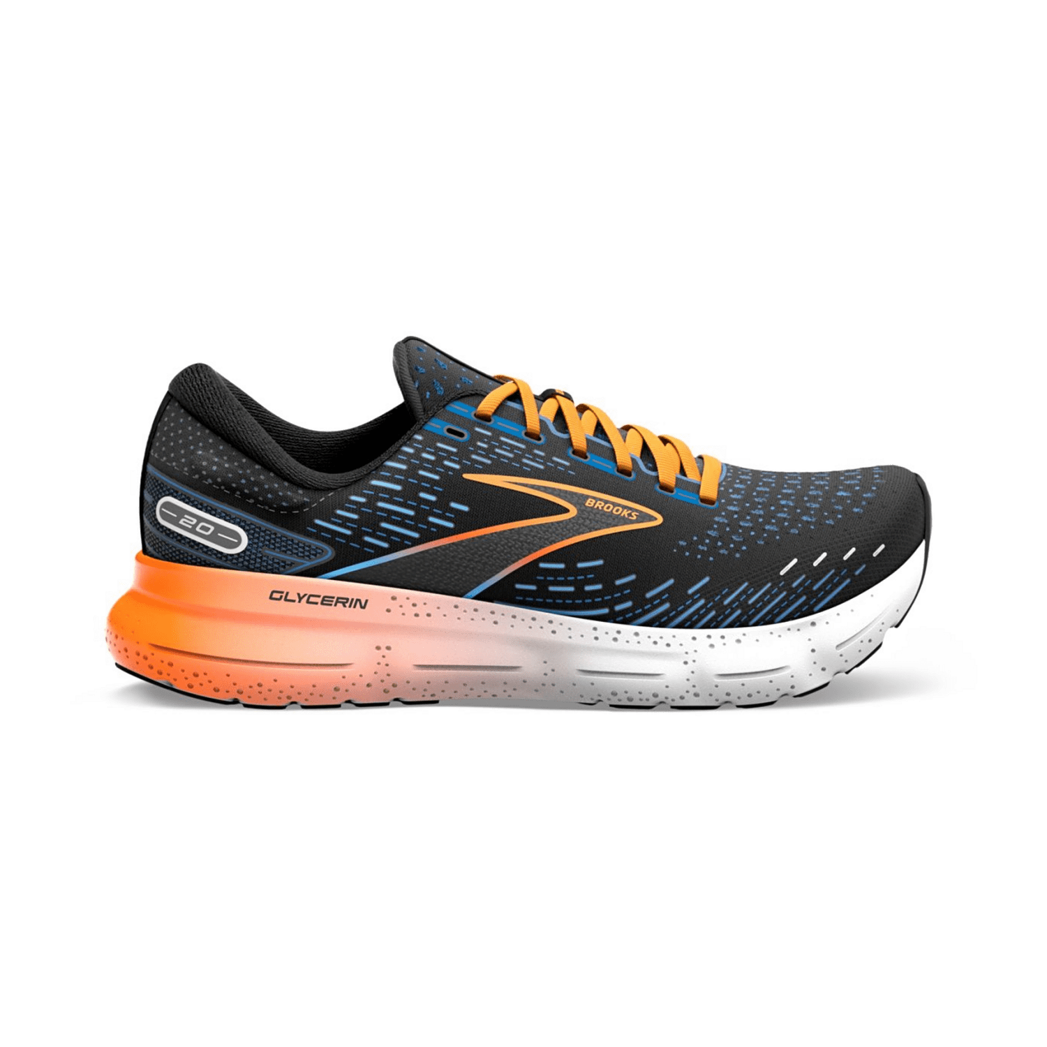 Brooks Glycerin 20 Men's Running Shoes, Lace-Up, Suede, Black