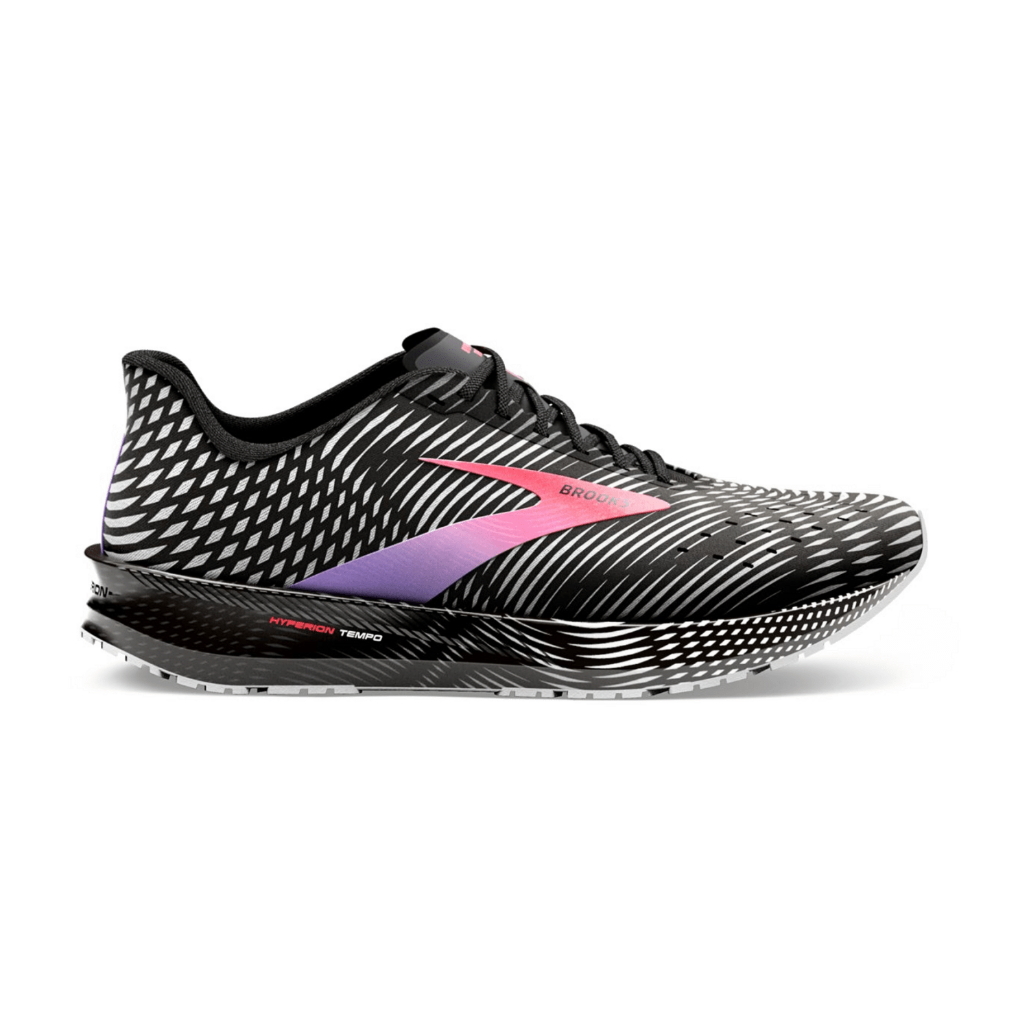 Brooks Women's Hyperion Tempo Running Shoes in Black Coral Purple, Lace-Up Sneakers with Rubber Sole