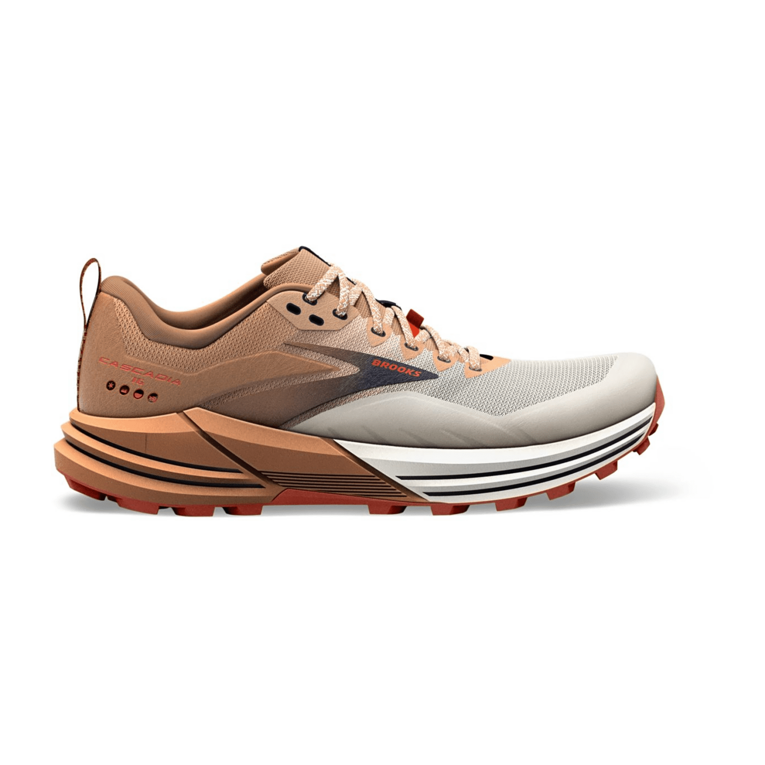 Brooks Men's Cascadia 16 Trail Running Shoes Lace-Up White Cookie Rooibos Rubber