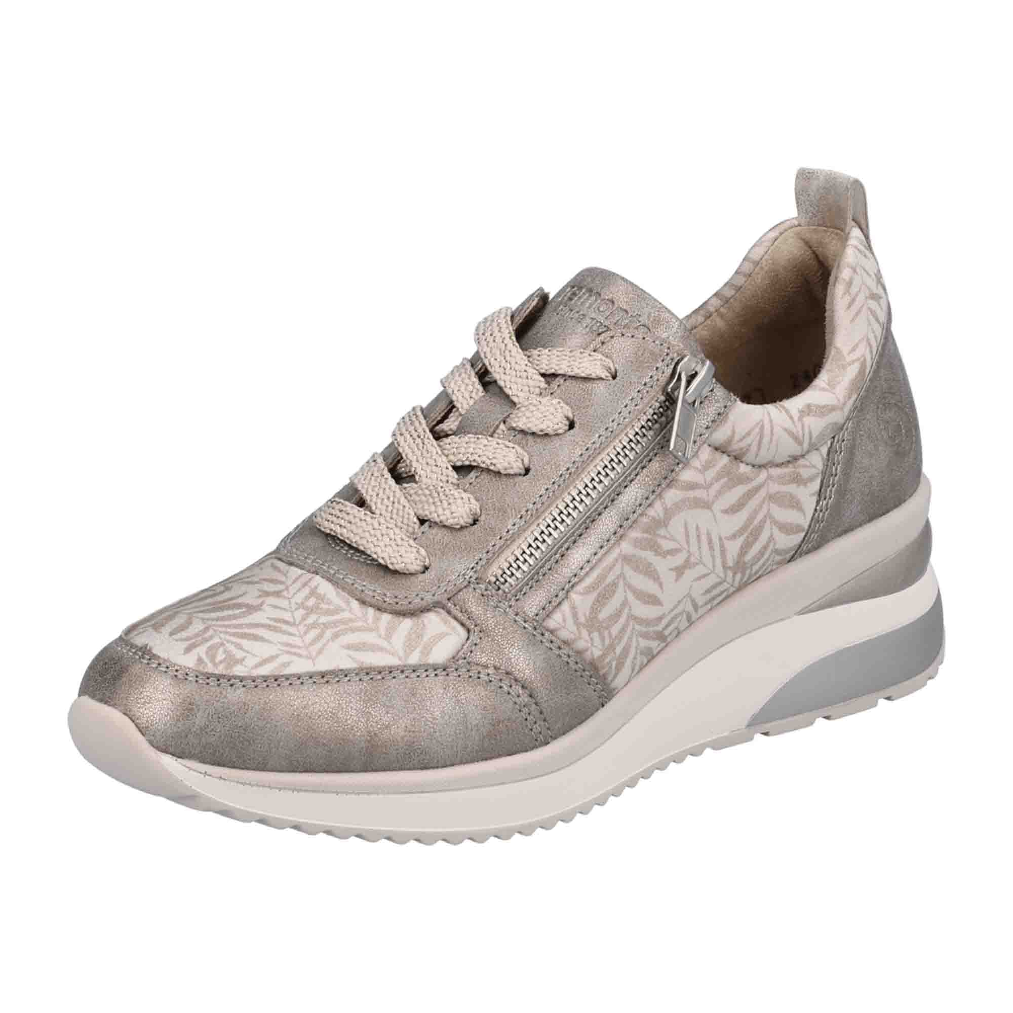 Remonte Beige Women's Sneakers with Zipper and Laces, Comfortable and Lightweight