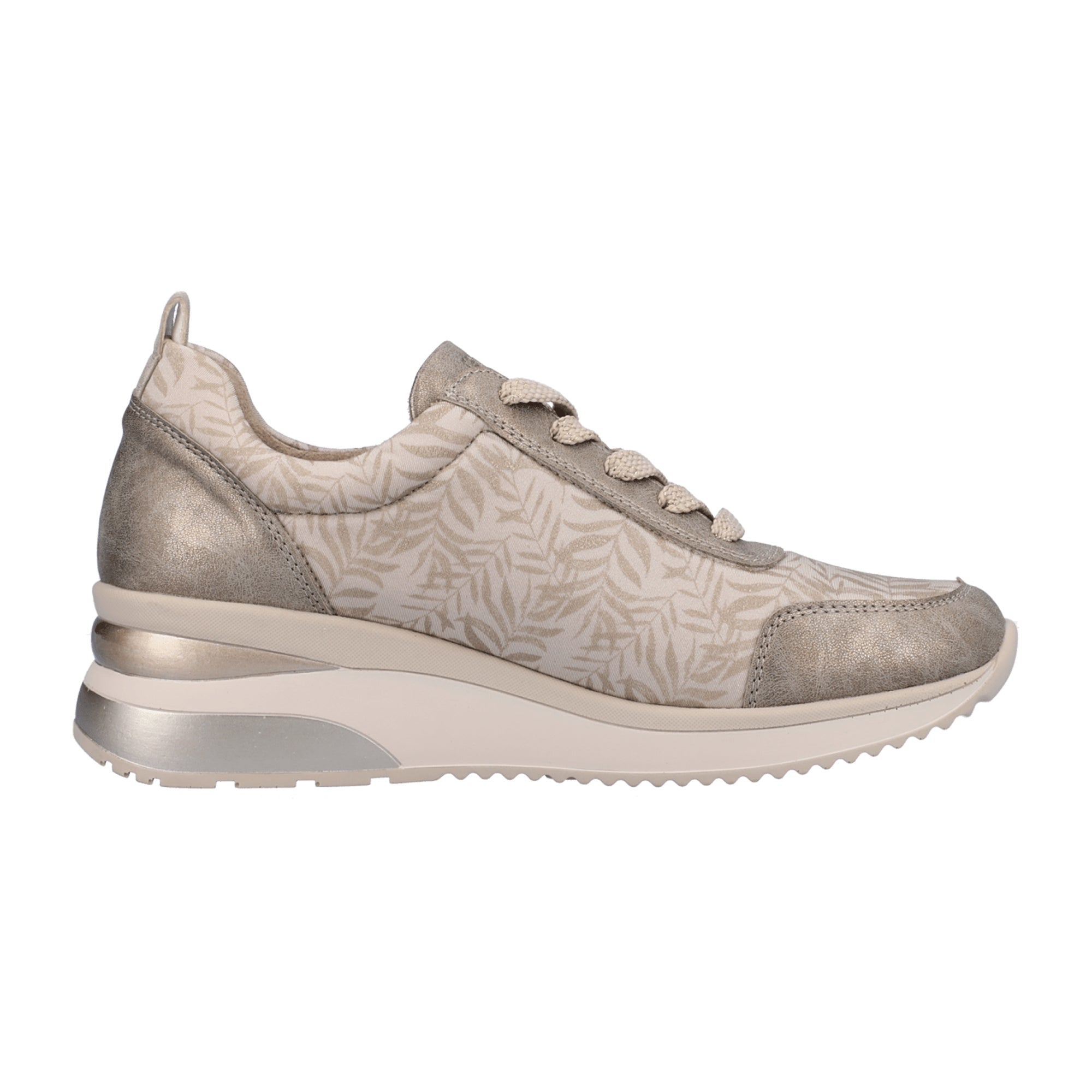 Remonte Beige Women's Sneakers with Zipper and Laces, Comfortable and Lightweight