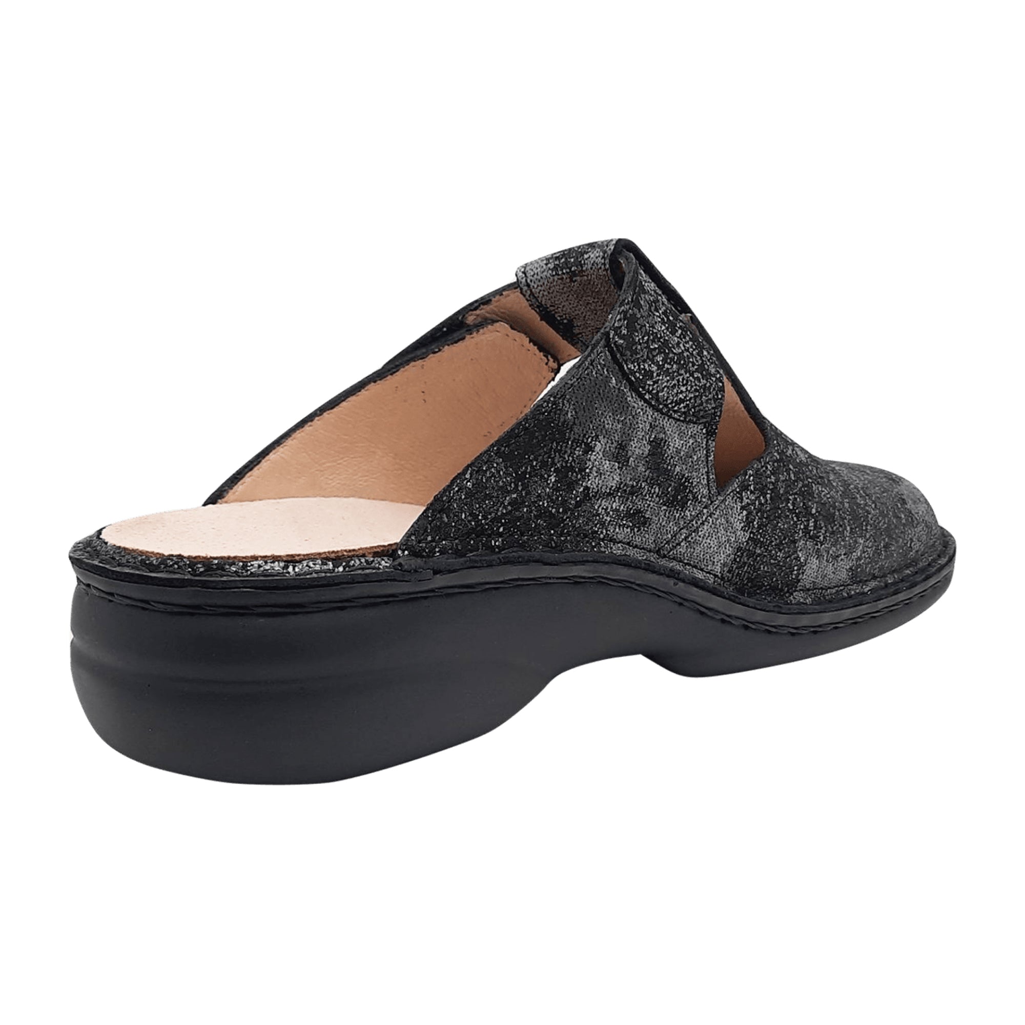 Finn Comfort Belem Neroargento Women's Clogs - Stylish & Comfortable Black Leather Slides with Silver Accents