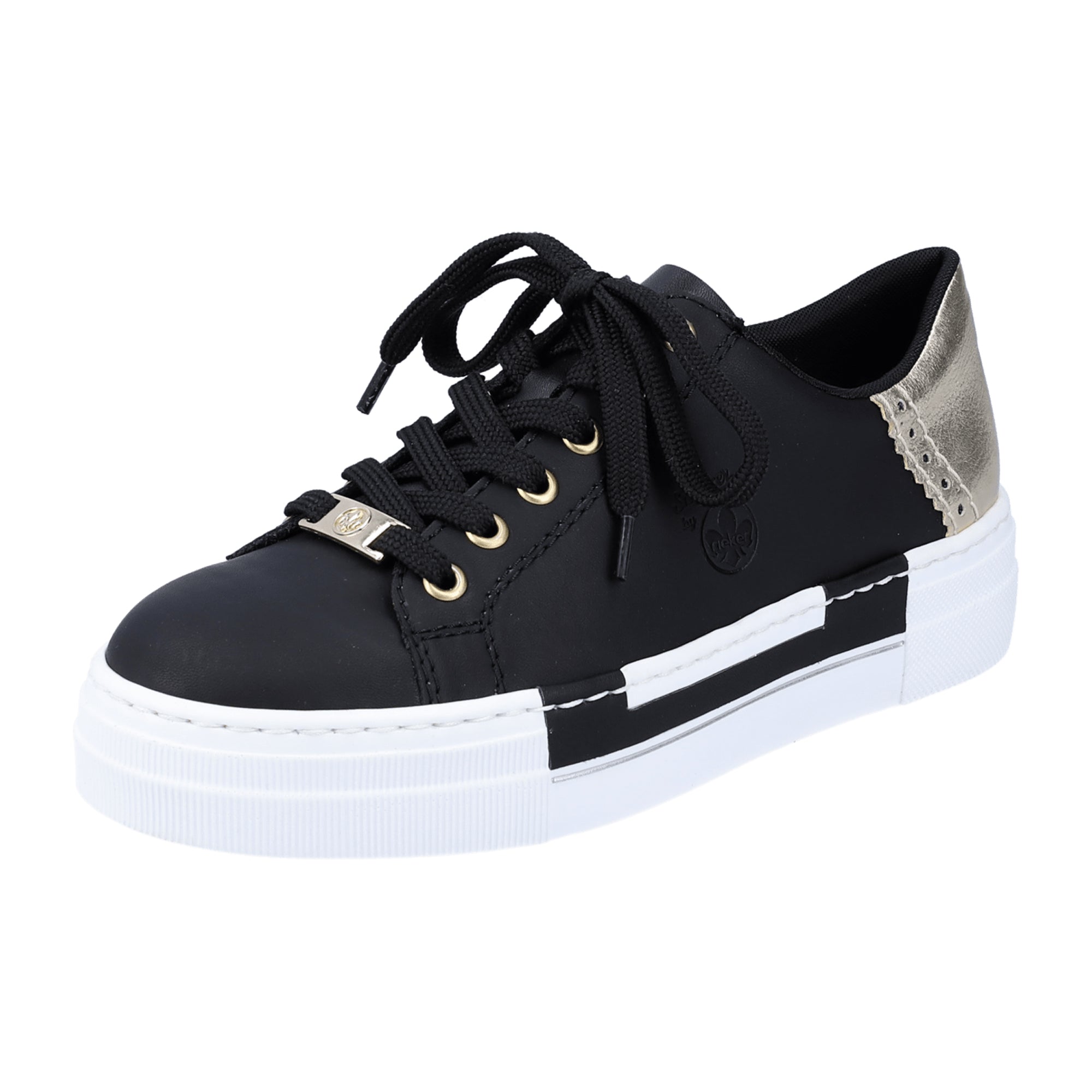 Rieker Women's Black Sneakers Comfortable Synthetic Leather Lightweight Soles - Bartel-Shop