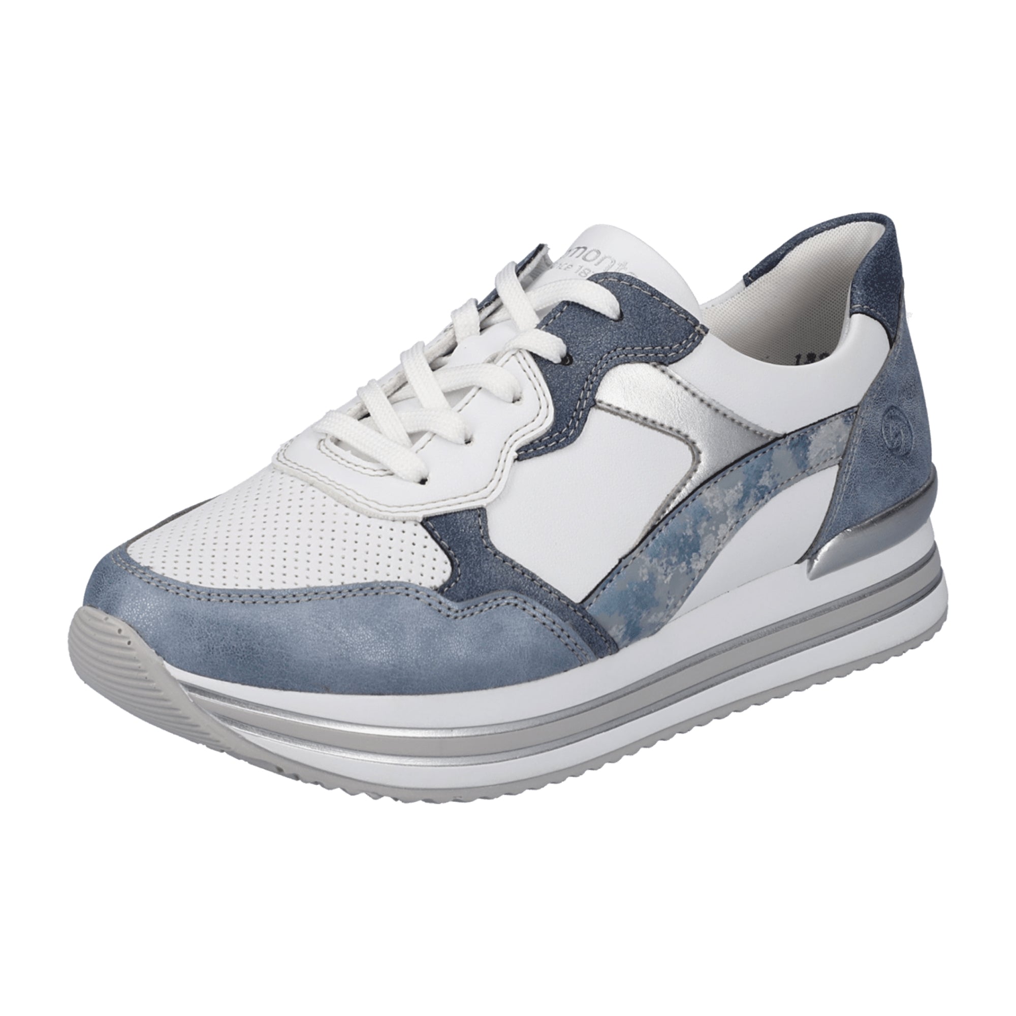Remonte Women's White Sporty Lace-Up Sneakers with Comfort Fit and Breathable Lining