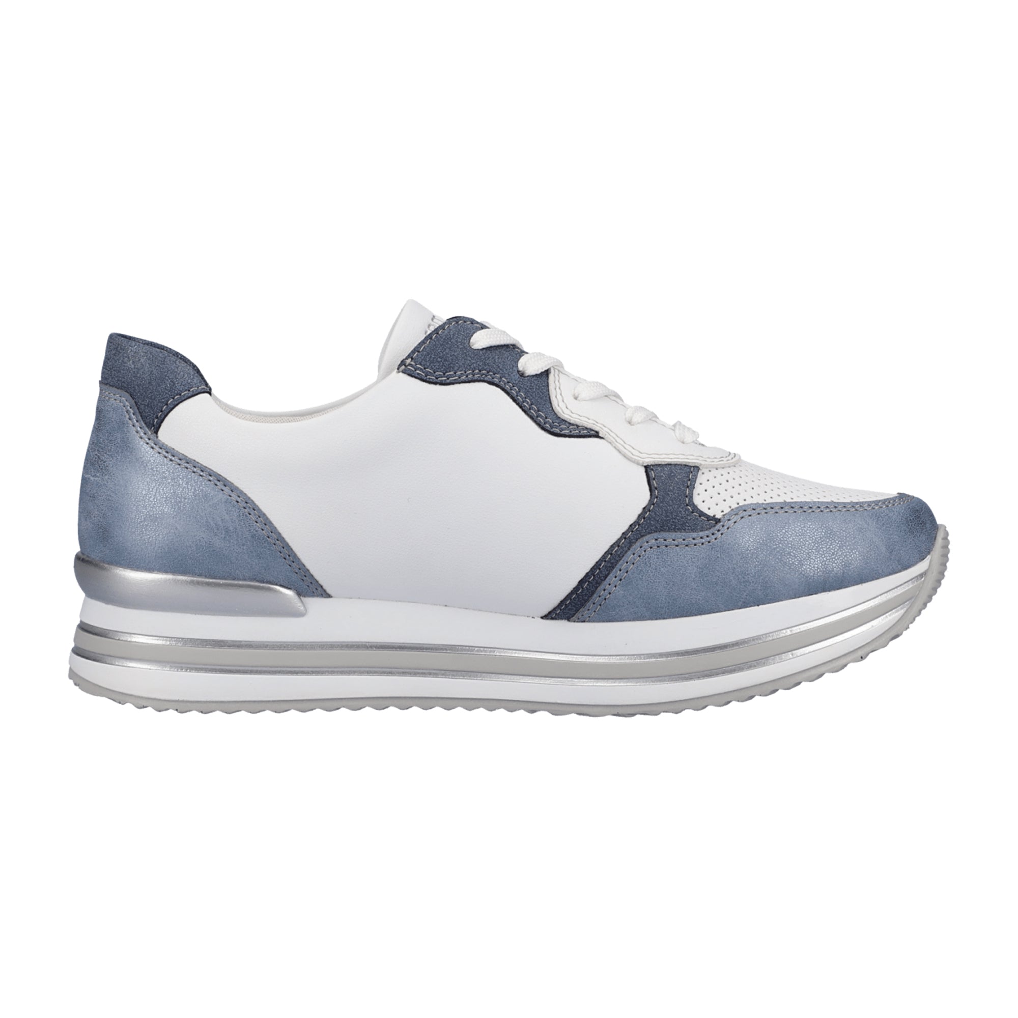 Remonte Women's White Sporty Lace-Up Sneakers with Comfort Fit and Breathable Lining