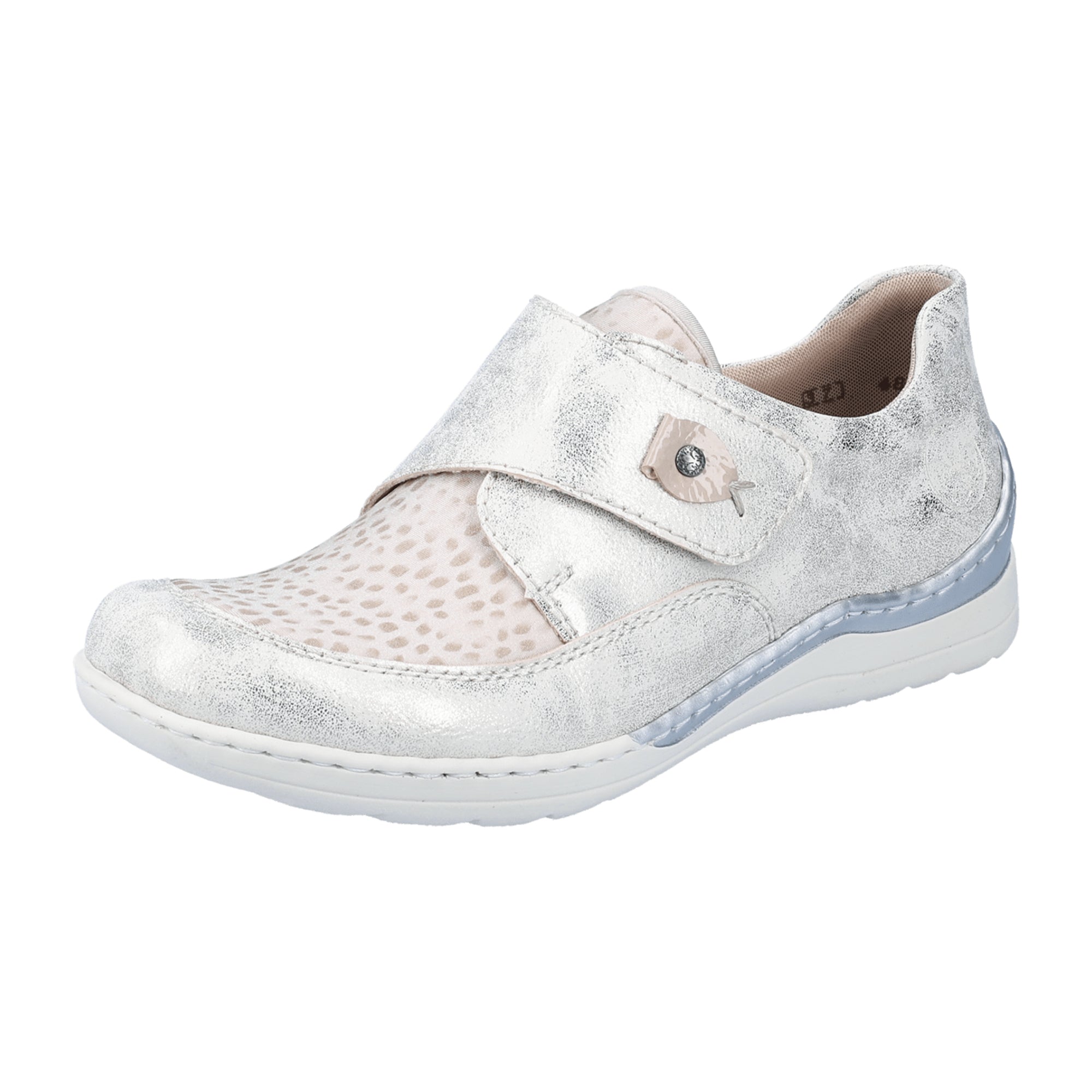 Rieker Women's Comfortable Beige Slip-On Shoes with Velcro and Soft Insole