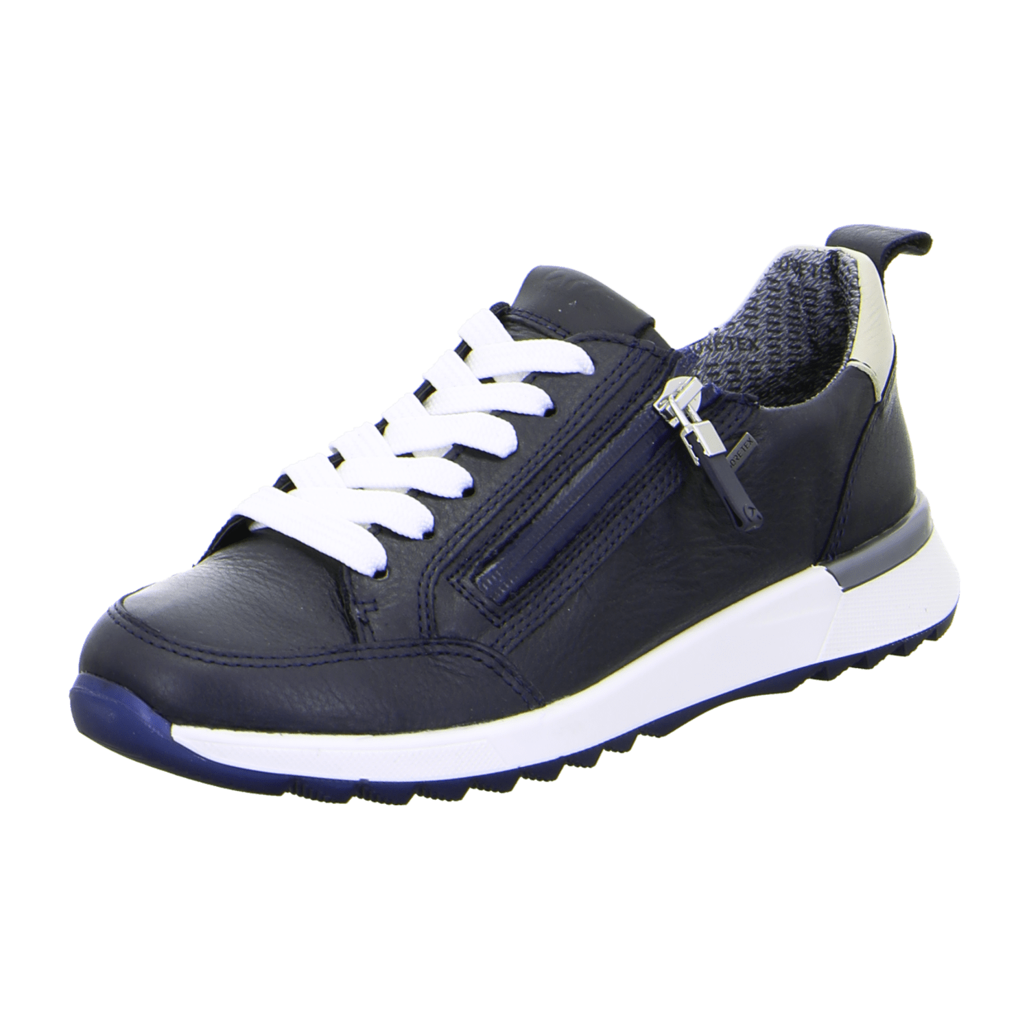 ARA VENICE Women's Sneakers in Blue, Smooth Leather with Lace-Up Closure and Round Toe