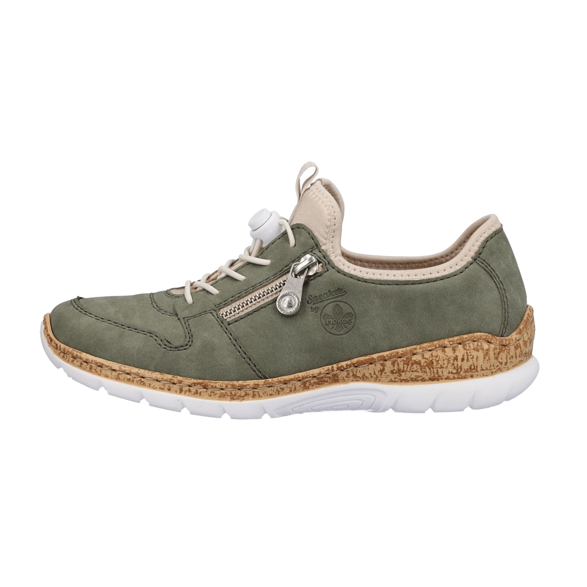 Rieker Nabukino Green Women's Slip-On Shoes with Memory Foam Insole