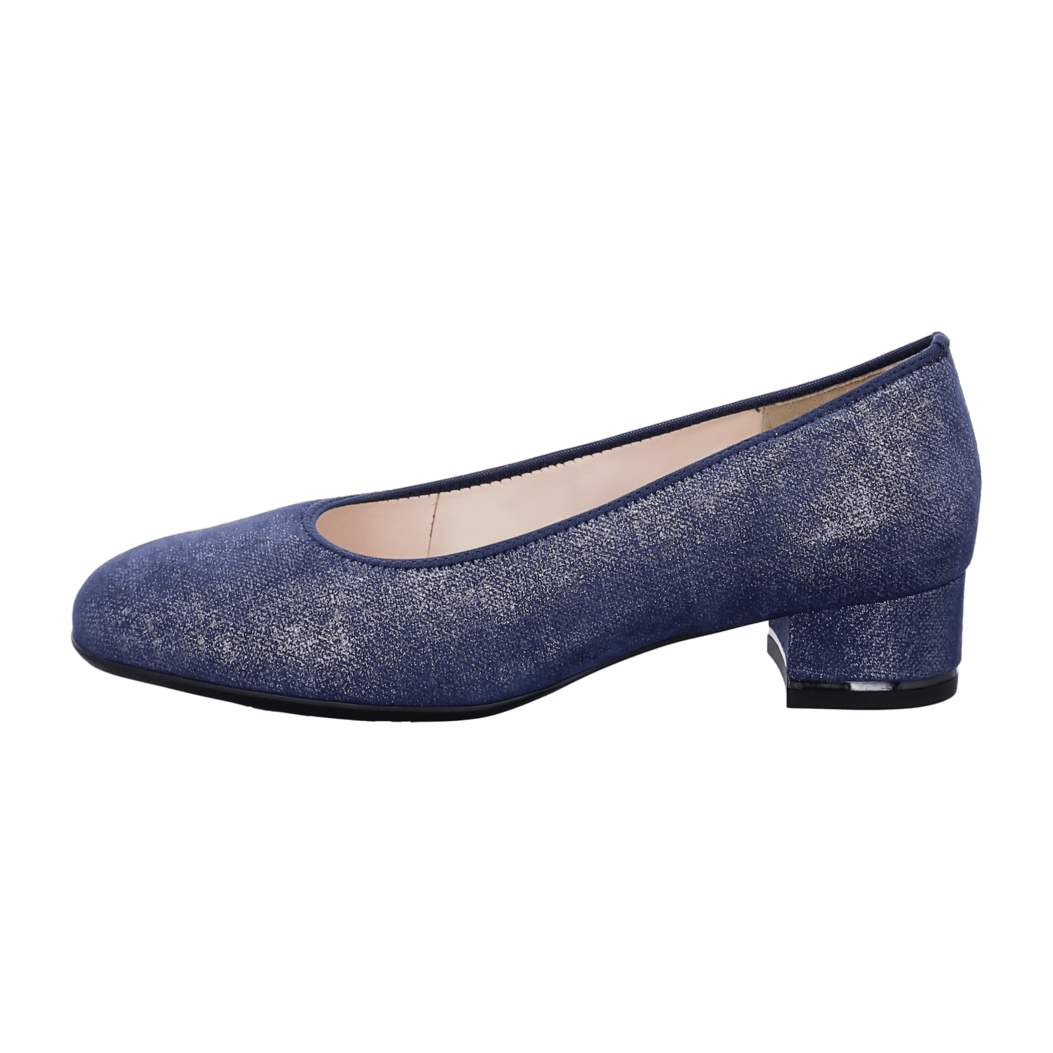 ARA Women's Velvet Leather Pumps in Blue with Round Toe and Leather Lining, Pull-On Design