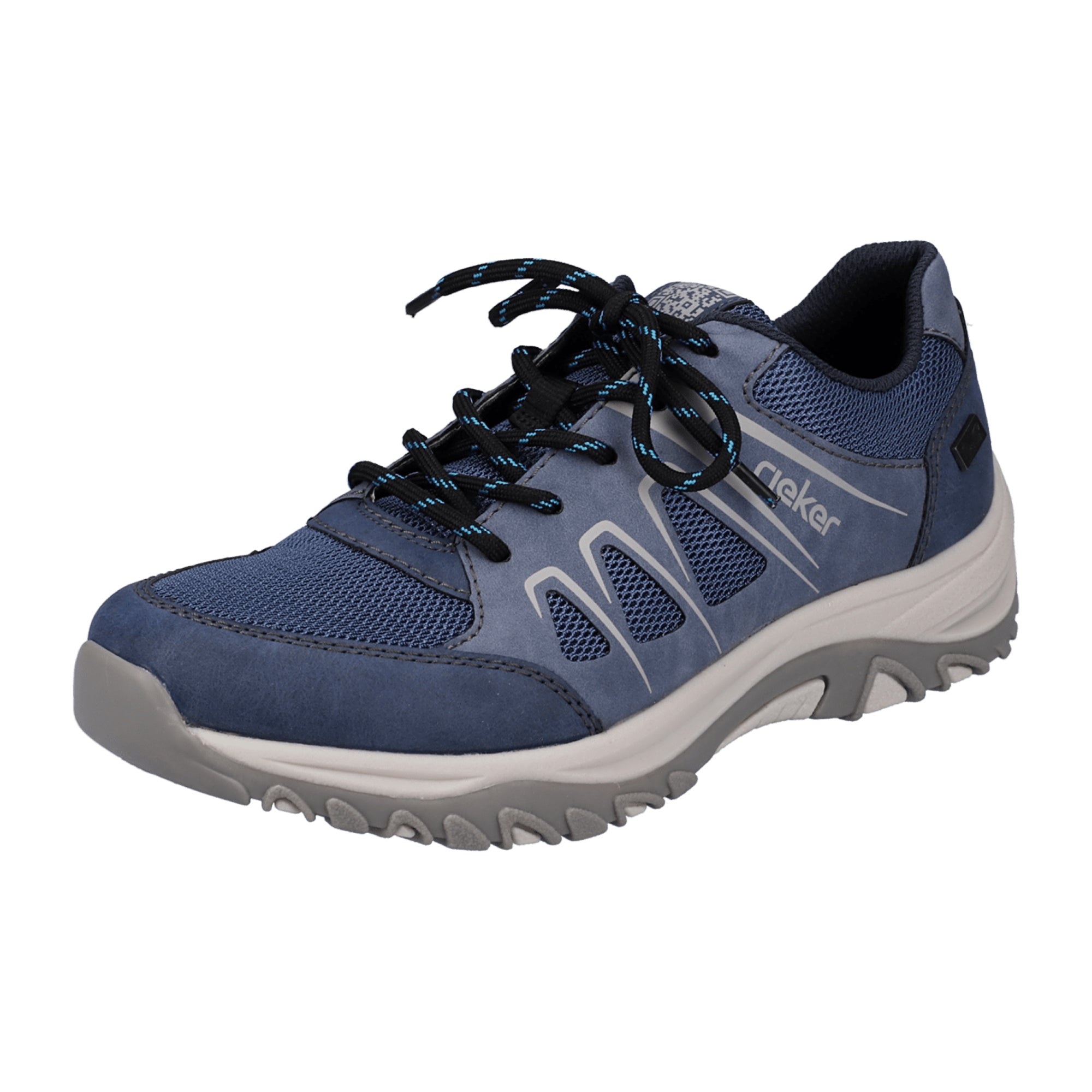 Rieker Women's Comfortable Blue Lace-Up Shoes with Soft Removable Insole