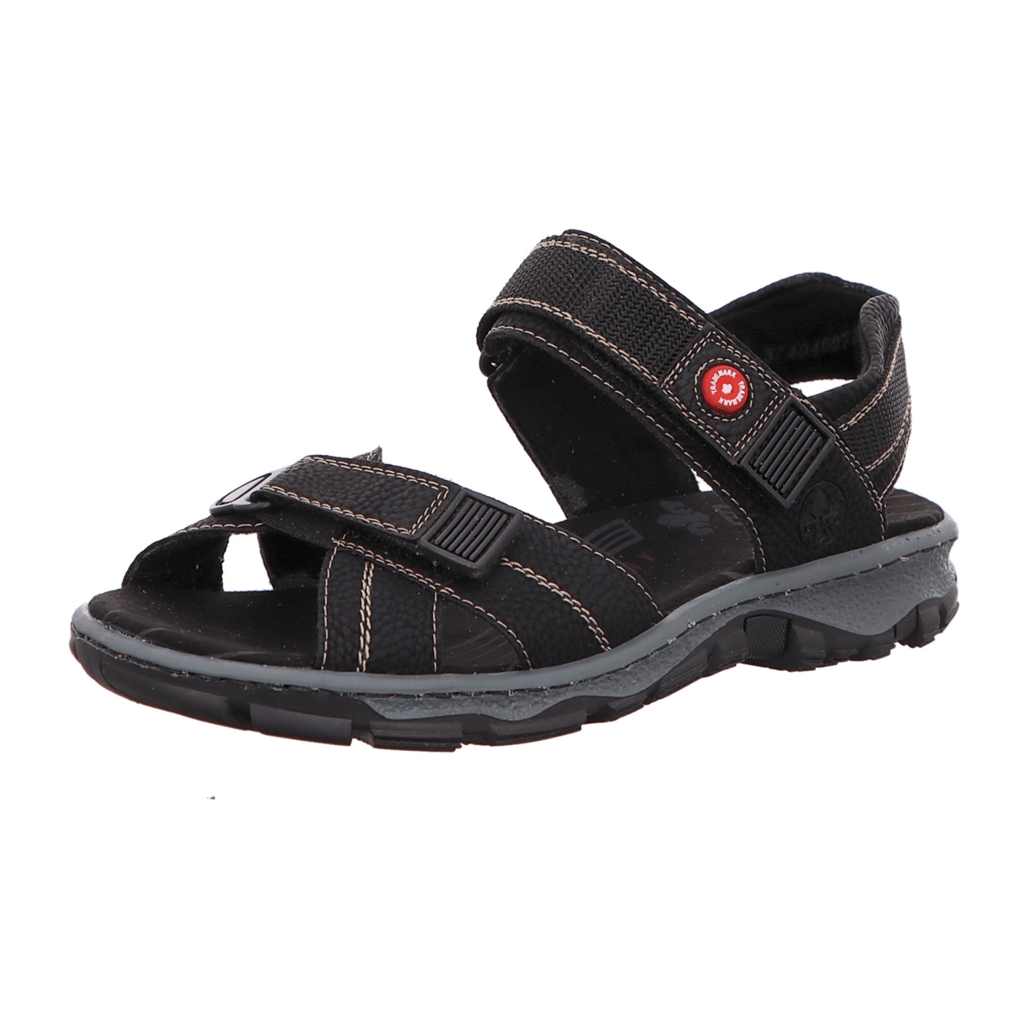 Rieker Women's Black Trekking Sandals with Adjustable Straps and Cushioned Sole