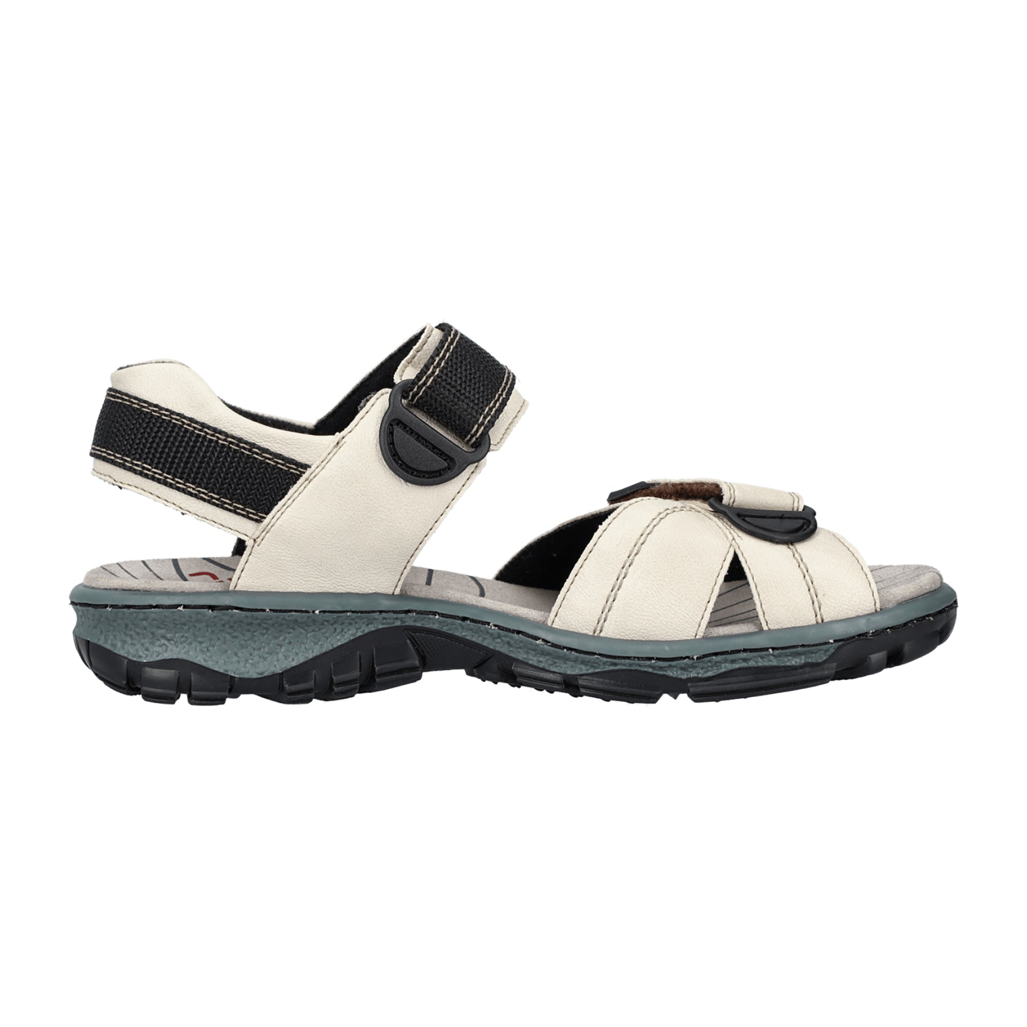 Rieker Women's Beige Sandals with Adjustable Straps and Cushioned Sole