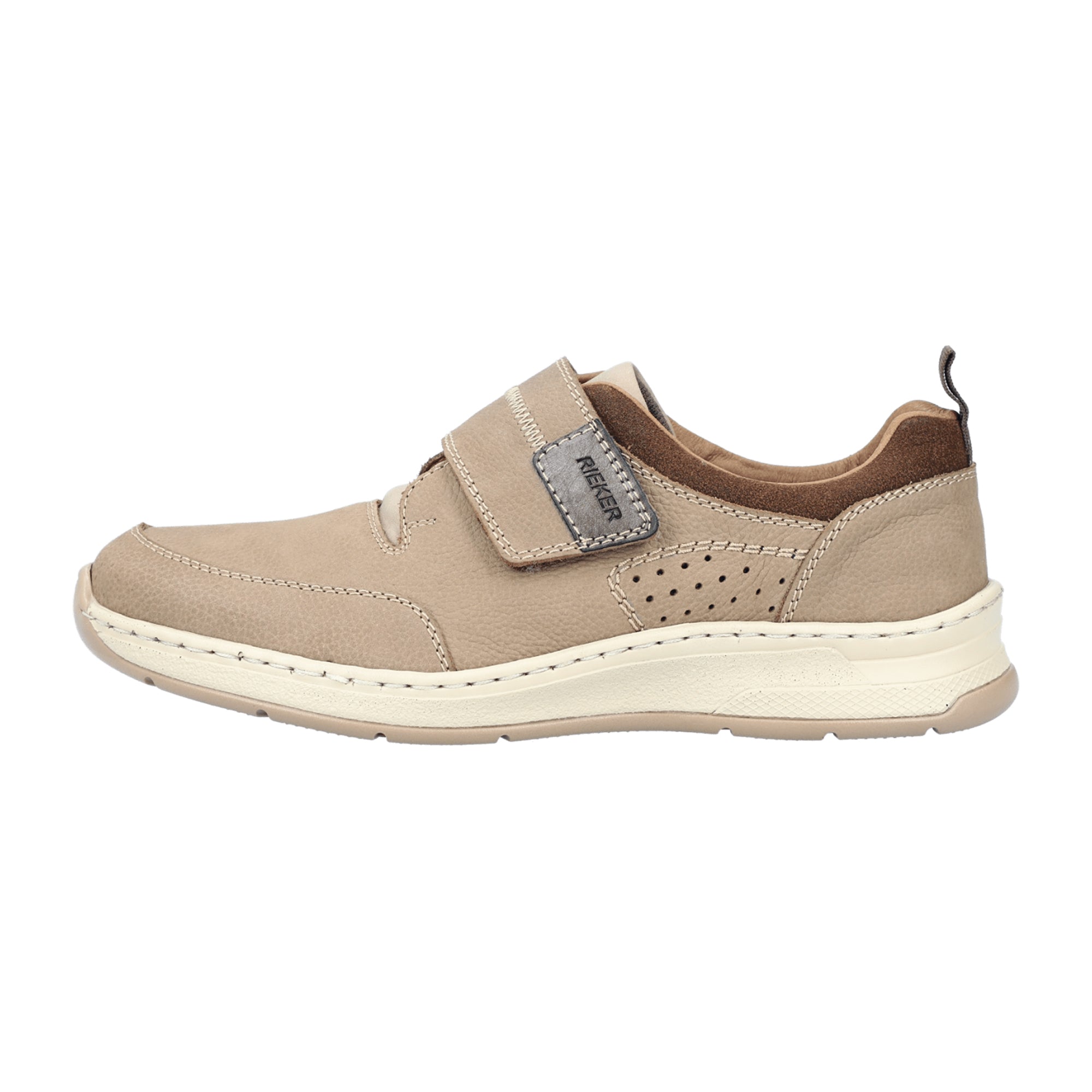Rieker Comfortable Men's Beige Slip-On Loafers with Velcro and Cushioned Sole