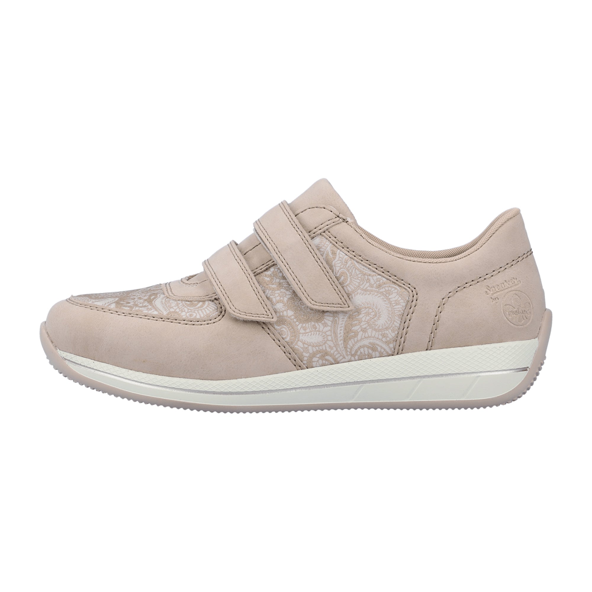 Rieker Women's Beige Slip-On Shoes with Velcro and Cushioned Sole