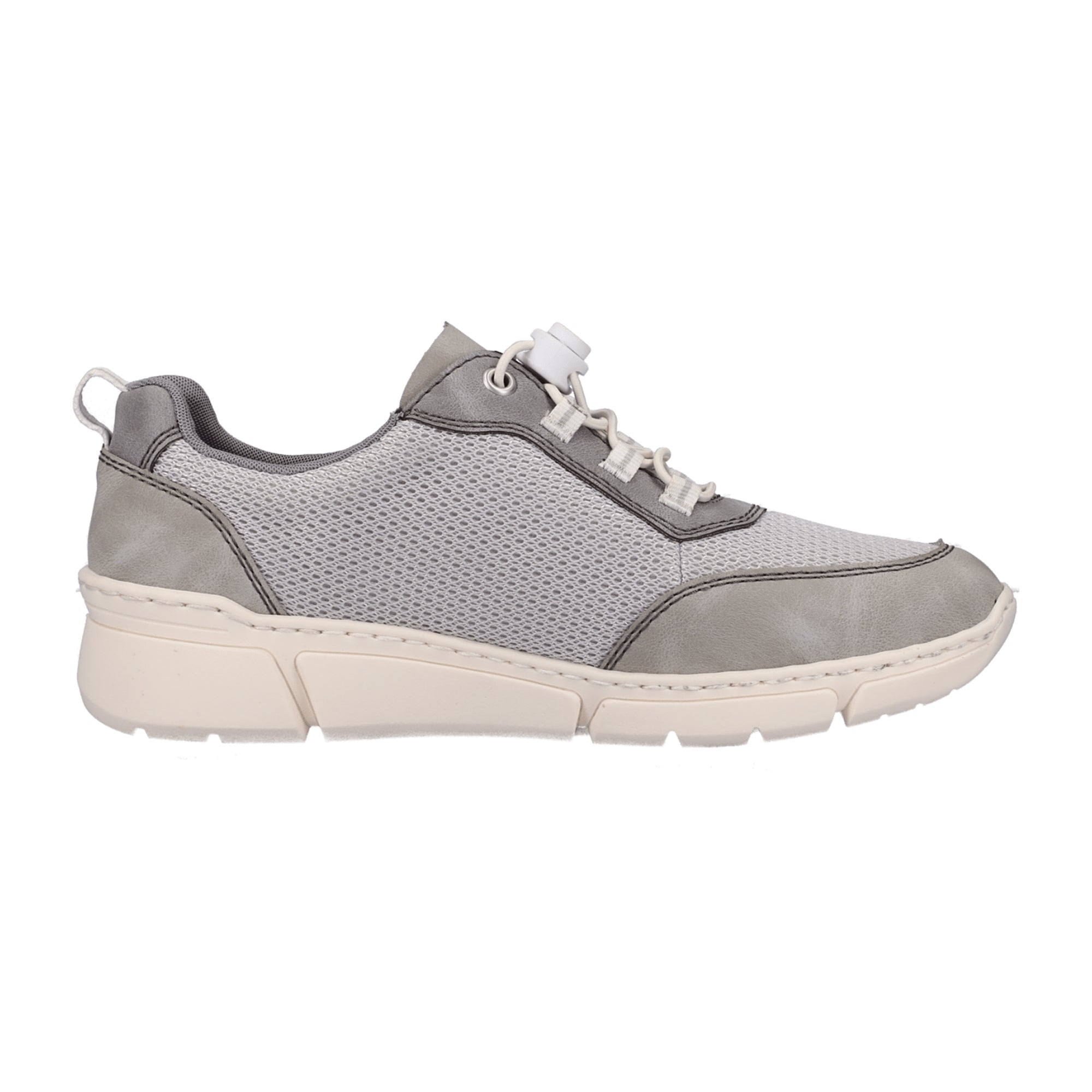 Rieker Comfortable Women's Gray Slip-On Shoes with Shock-Absorbing Sole
