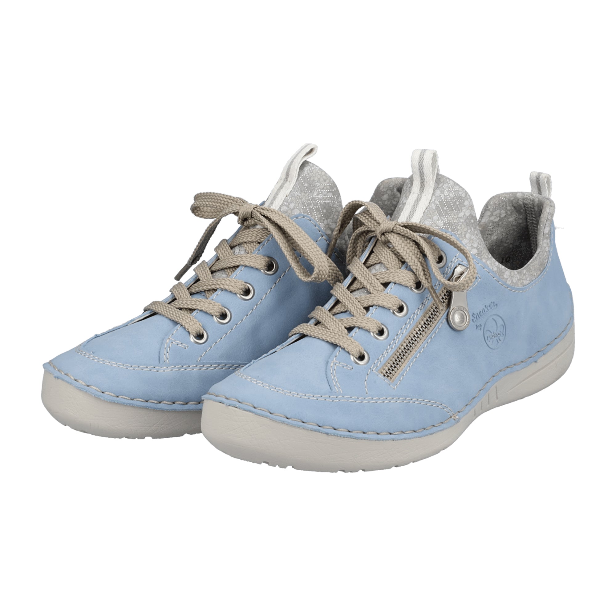 Rieker Women's Blue Slip-On Shoes with Elastic Inserts and Cushioned Sole