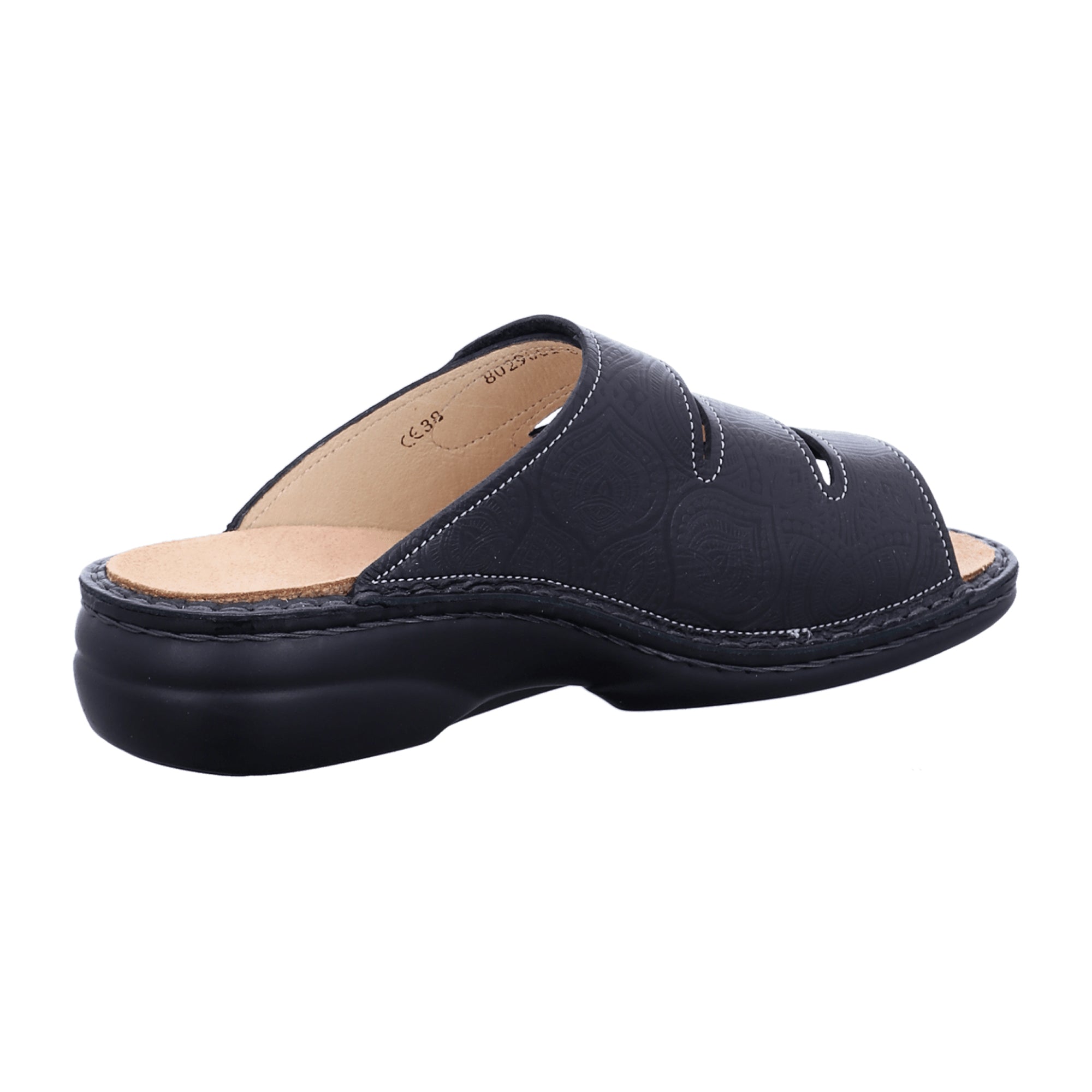 Finn Comfort Kos Women's Slide Sandals - Comfortable Black Leather Slides with Adjustable Straps and Soft Footbed