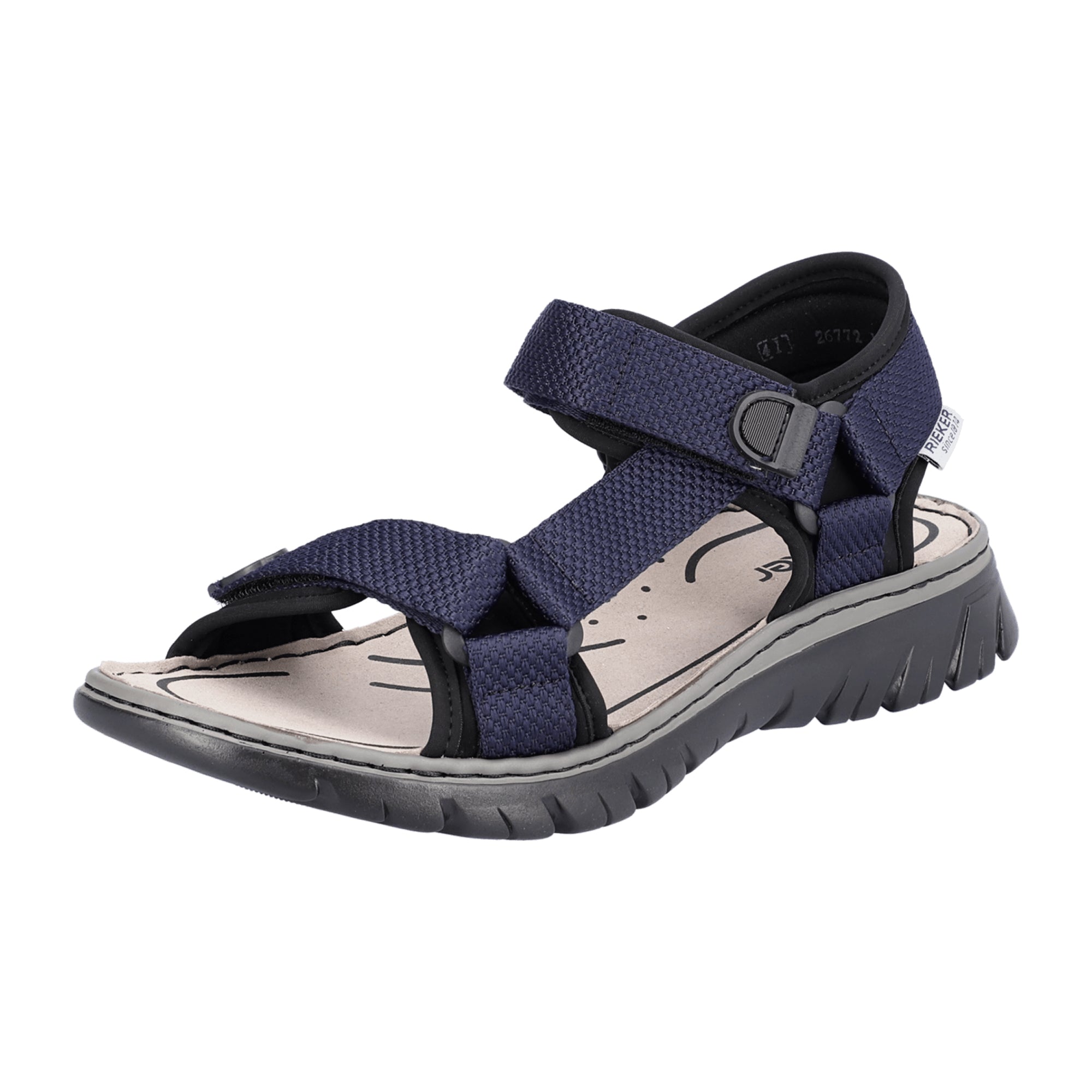Rieker Men's Blue Trekking Sandals Lightweight Shock Absorbing Velcro Closure