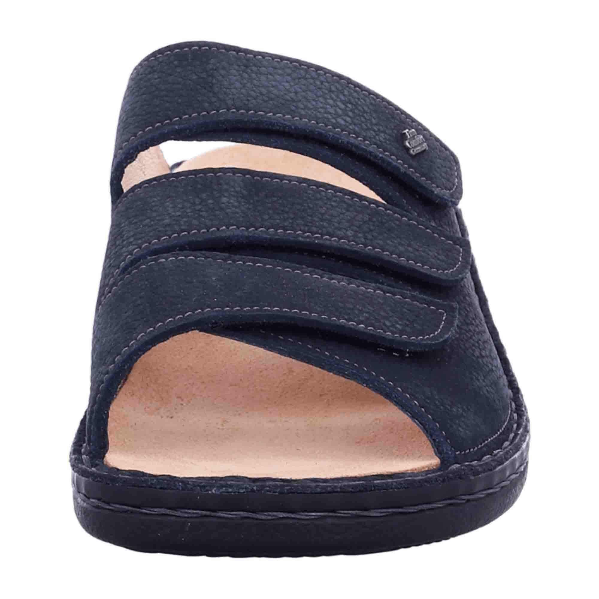 Finn Comfort Korfu Men's Slide Sandals, Night Blue - Stylish & Comfortable Leather Sandals for Men