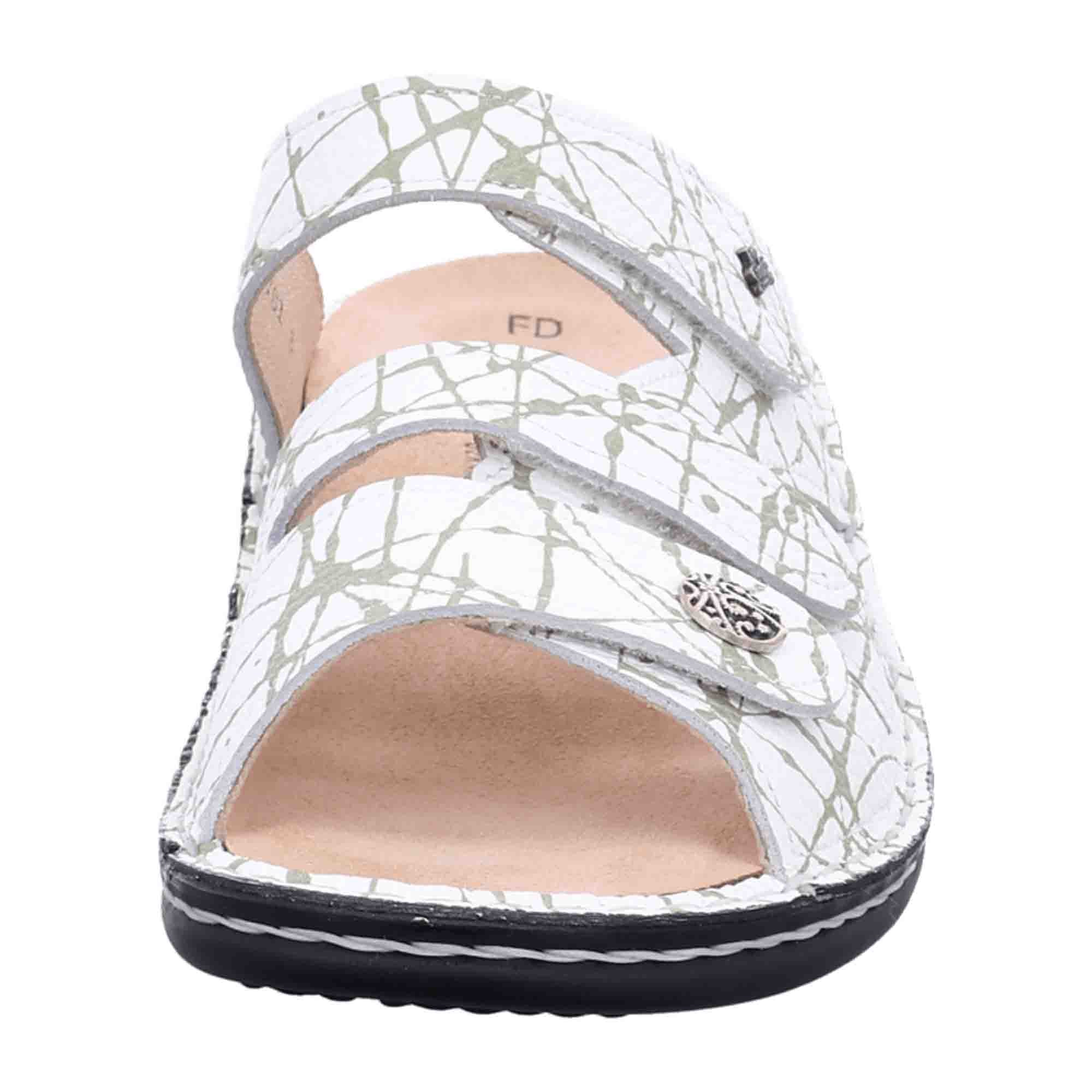 Finn Comfort Ventura-Soft Women's White Leather Slides - Comfortable Summer Sandals with Soft Footbed