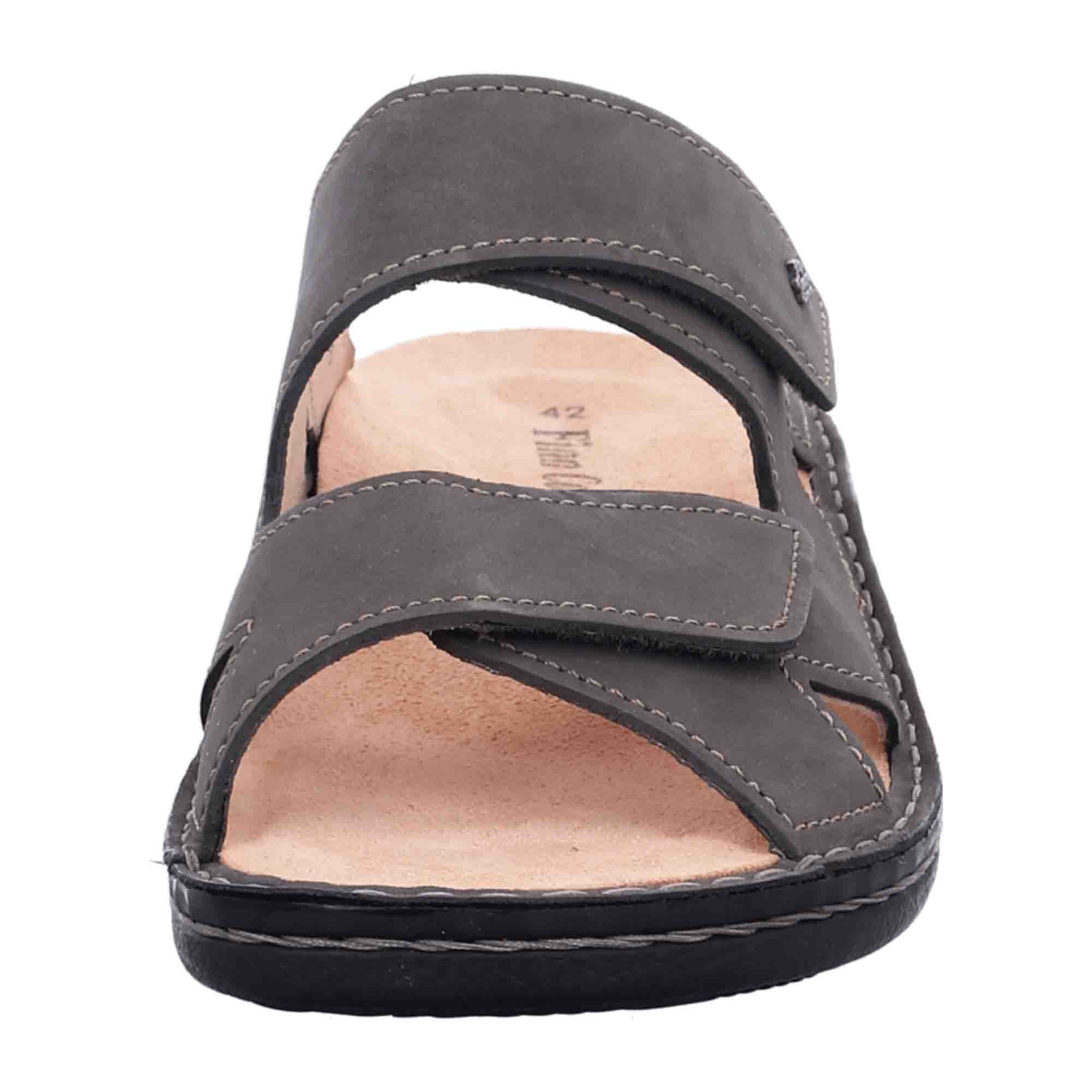 Finn Comfort Danzig-Soft Men's Sandal - Comfort Slide in Mud Brown (Nubuck Leather)