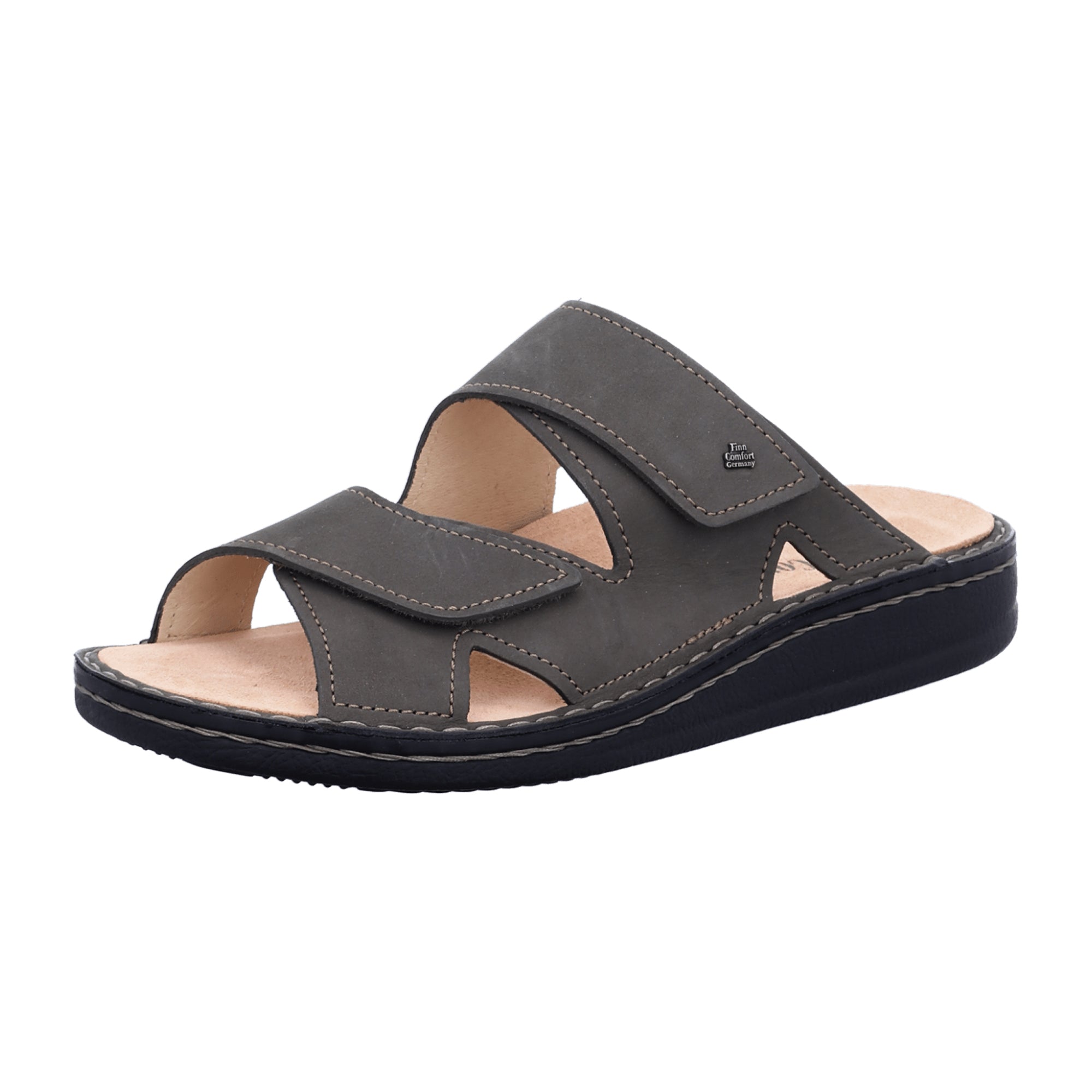 Finn Comfort Danzig-Soft Men's Sandal - Comfort Slide in Mud Brown (Nubuck Leather)
