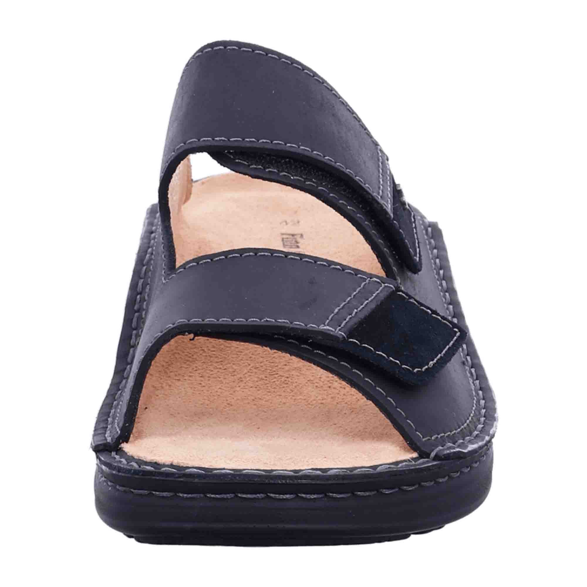 Finn Comfort Psara Men's Slides - Comfortable Black Leather Sandals with Soft Footbed