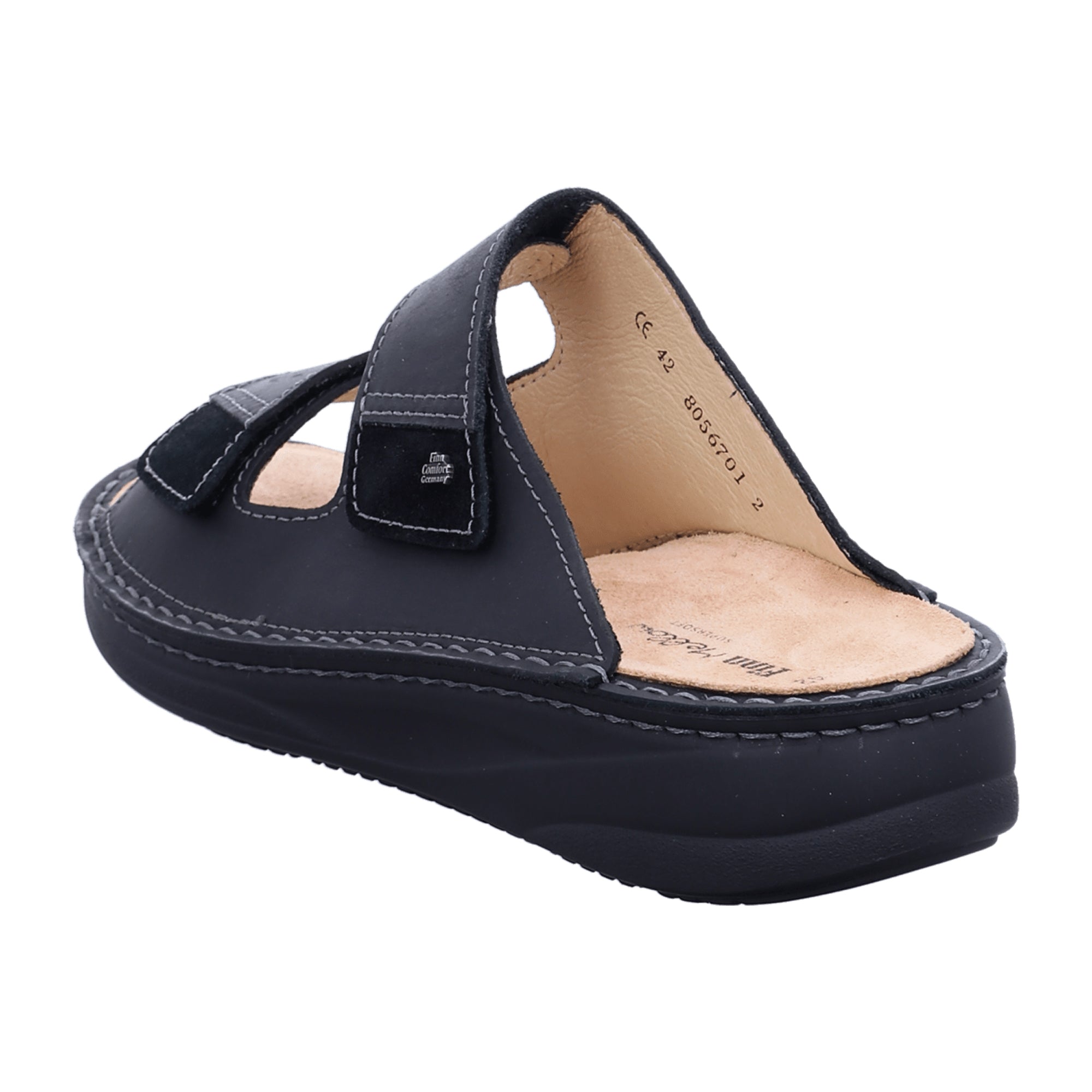 Finn Comfort Psara Men's Slides - Comfortable Black Leather Sandals with Soft Footbed