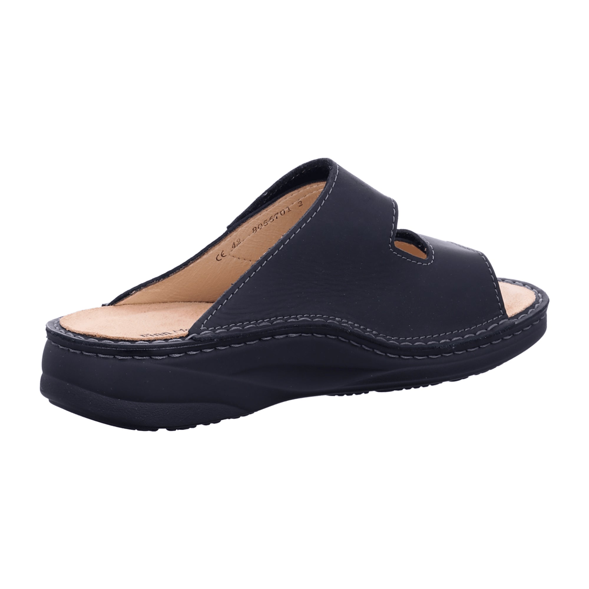 Finn Comfort Psara Men's Slides - Comfortable Black Leather Sandals with Soft Footbed
