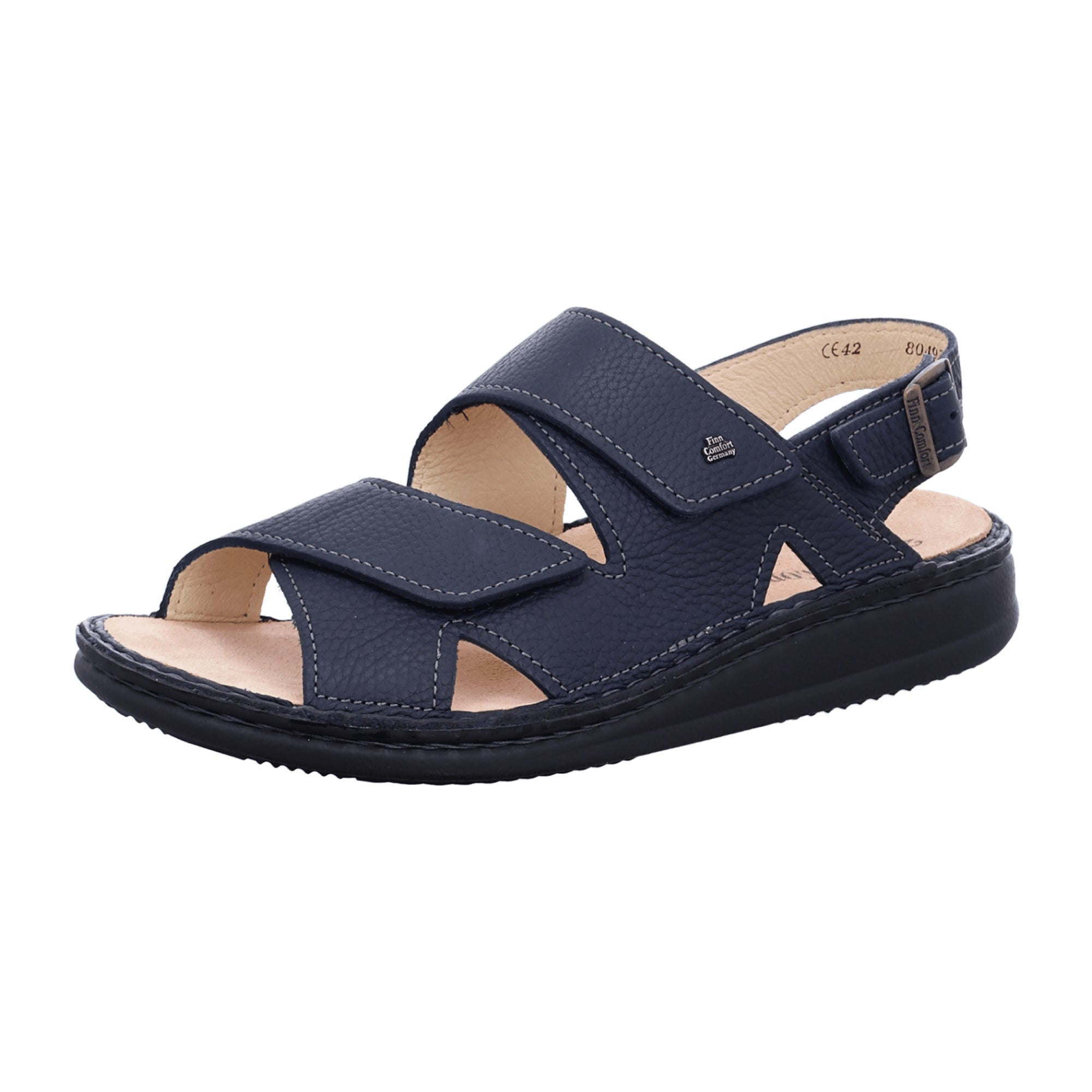 Finn Comfort Toro-Soft Men's Sandals - Night Blue Comfortable Leather Sandals with Adjustable Straps