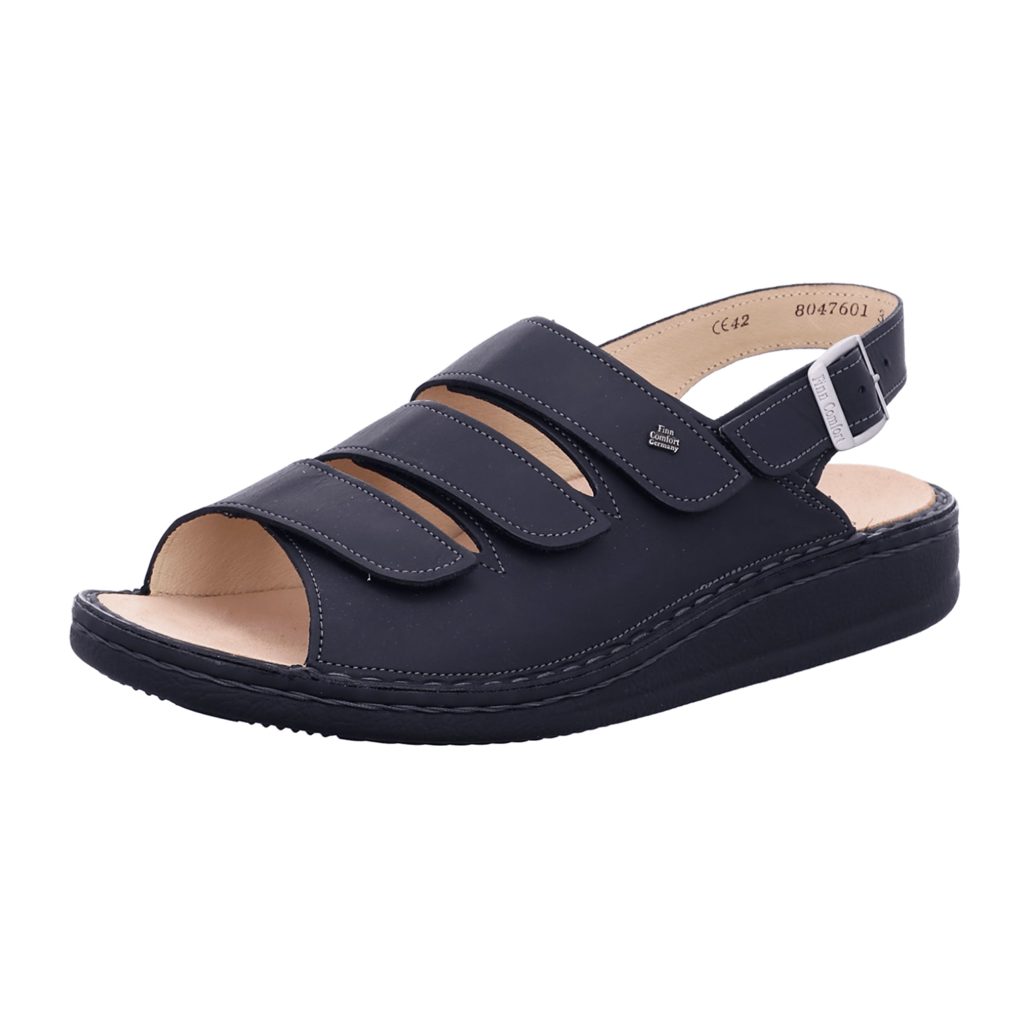 Finn Comfort Sylt Men's Sandals - Comfortable Leather Sandals in Black with Adjustable Straps