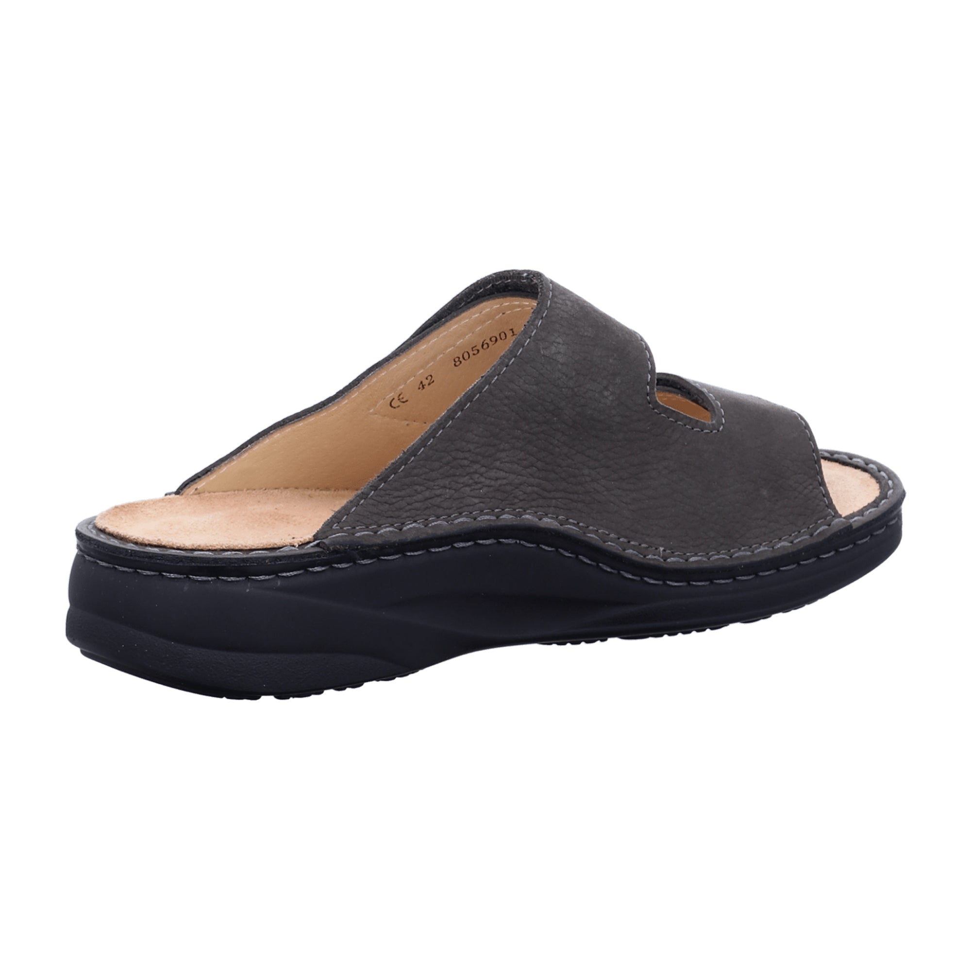 Finn Comfort Psara Men's Slides - Grey/Black Comfort Leather Sandals